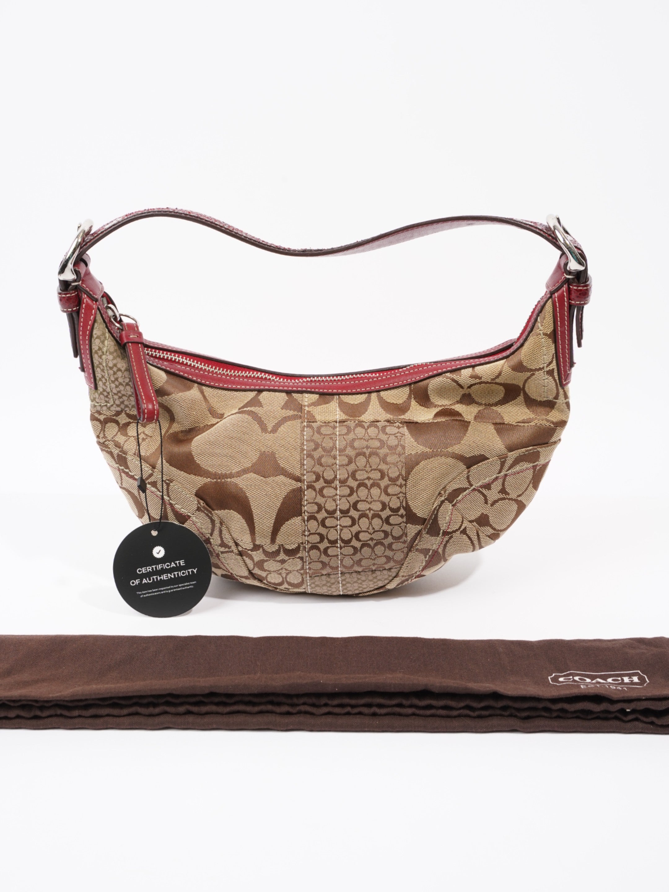 Coach Hobo Brown  / Red Canvas