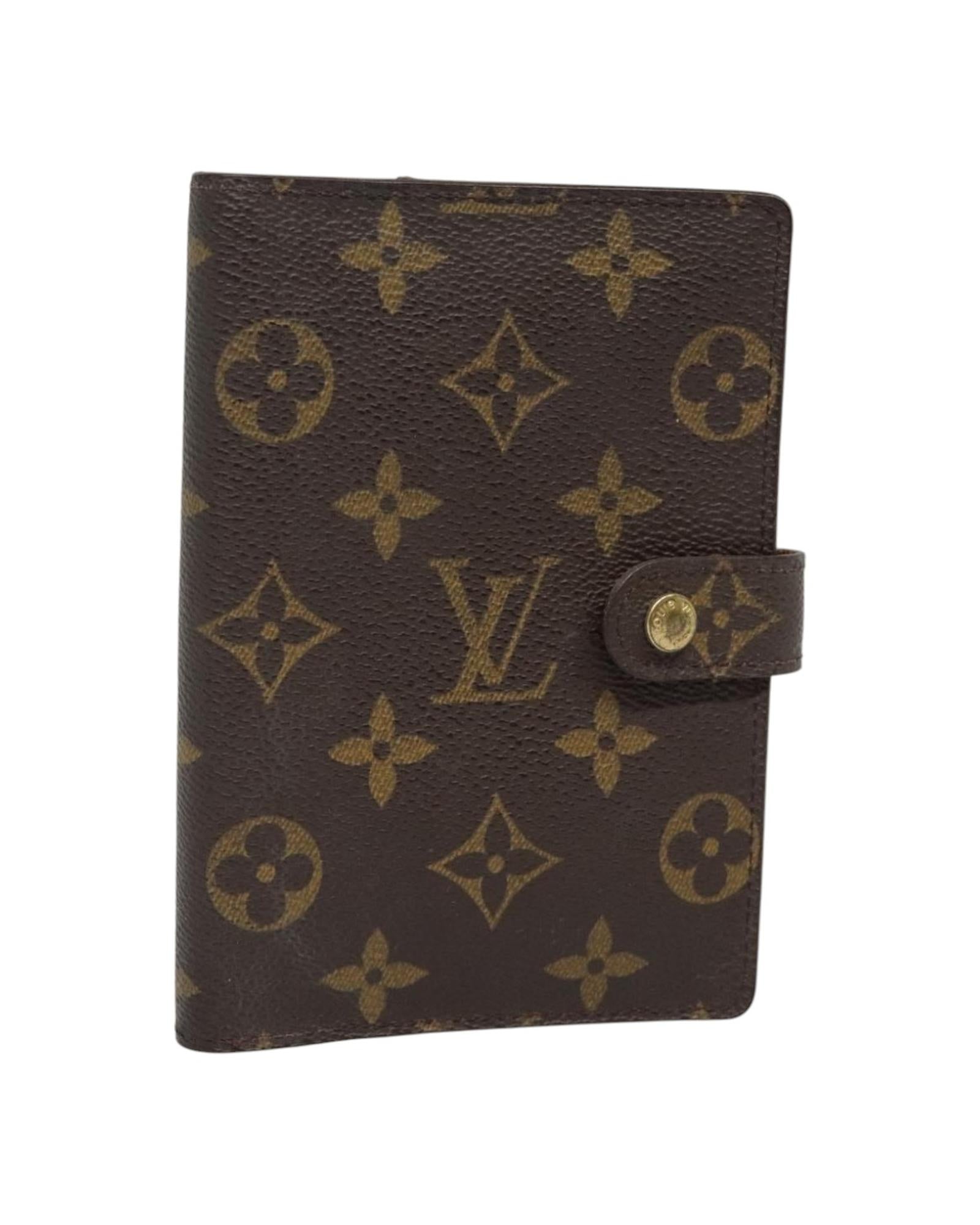 Monogram Canvas Day Planner Cover with Button Clasp