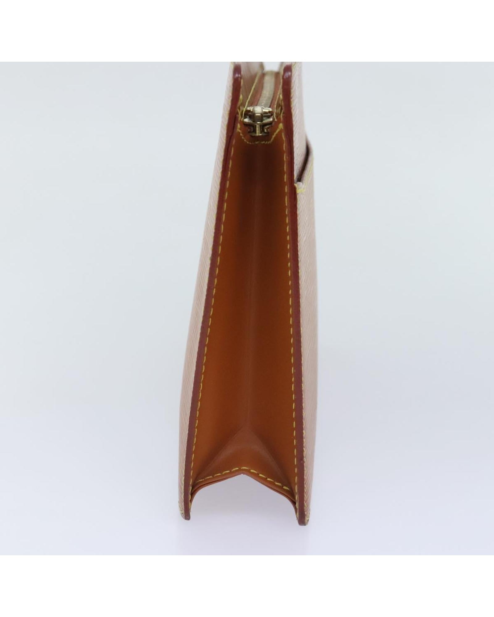 Epi Leather Clutch Bag with Zip Closure