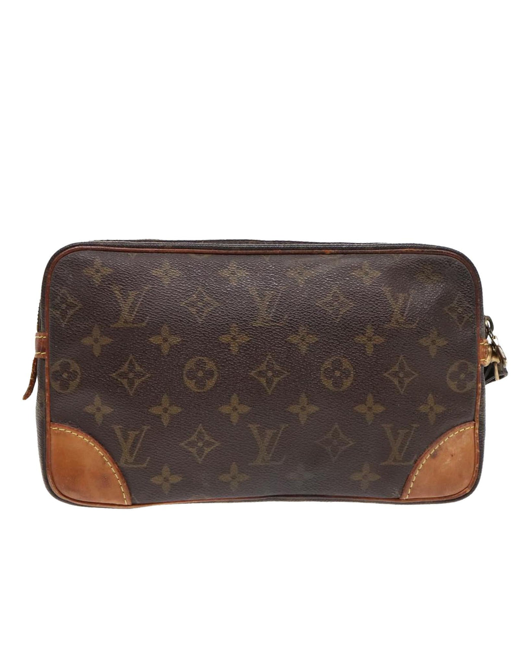 Monogram Canvas Clutch Bag with Surface Rubbing and Storage Smell