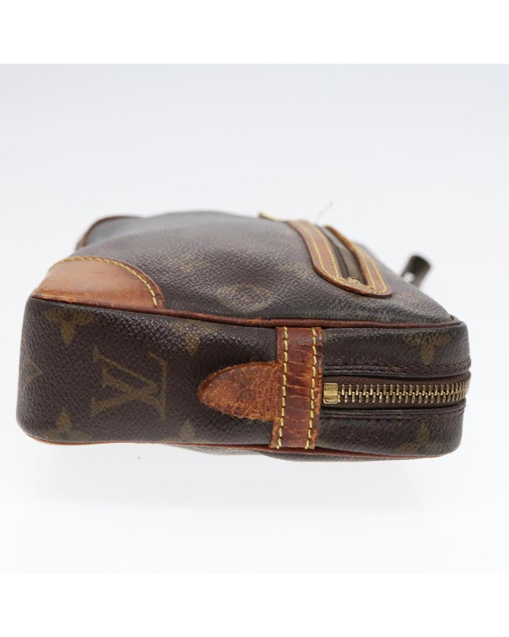 Monogram Canvas Clutch Bag with Surface Rubbing and Storage Smell