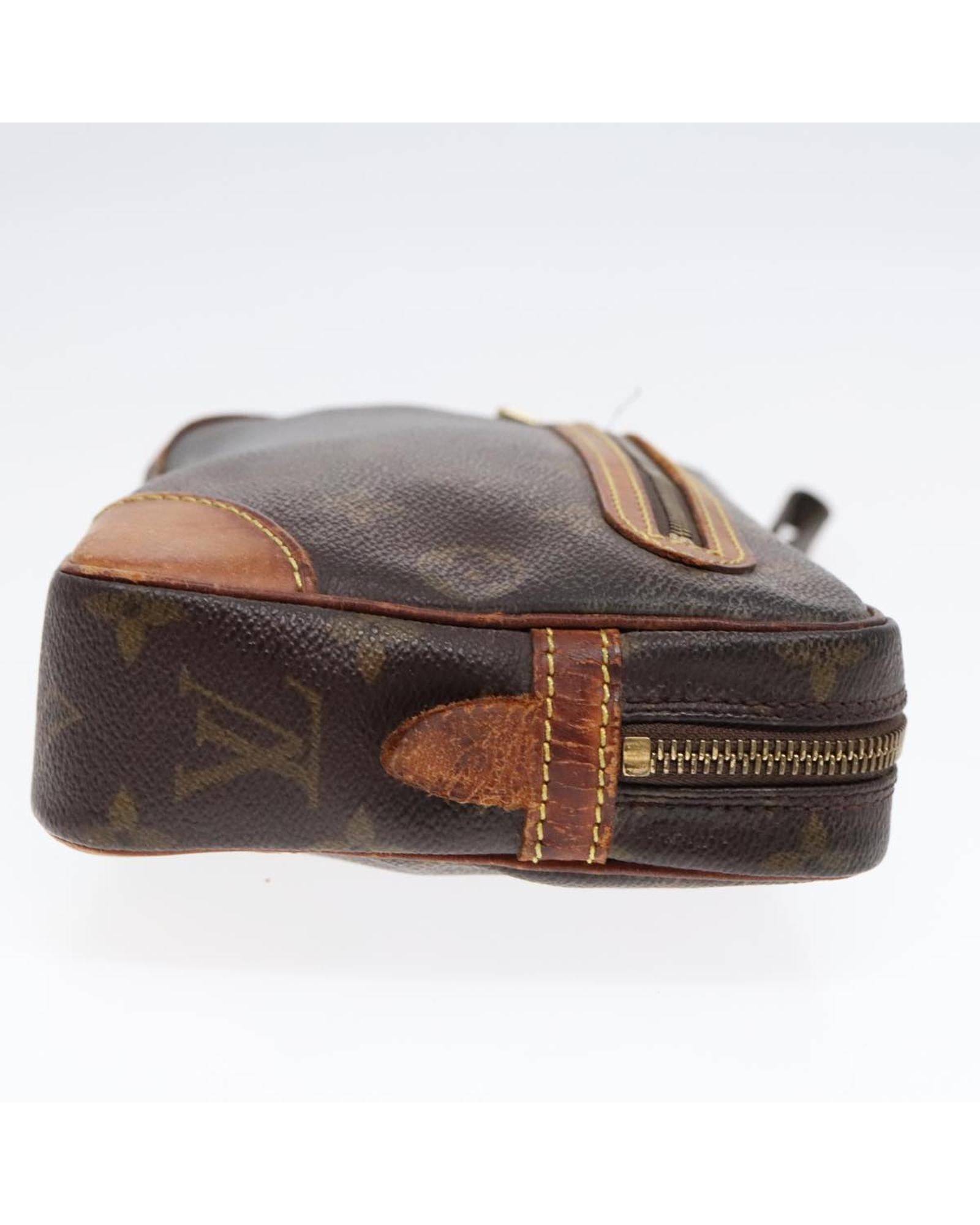 Monogram Canvas Clutch Bag with Surface Rubbing and Storage Smell