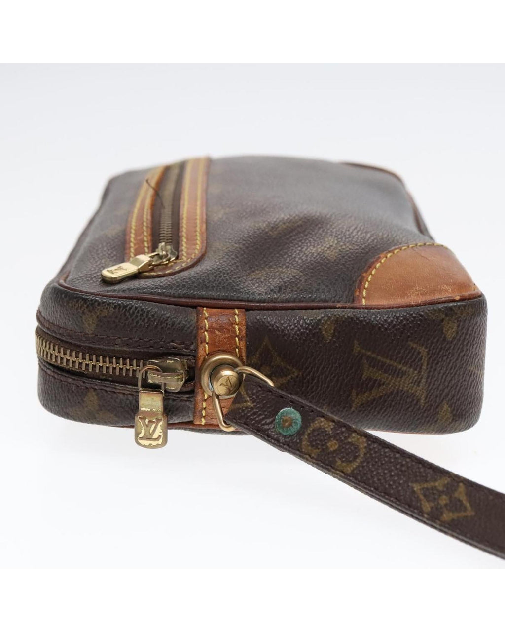 Monogram Canvas Clutch Bag with Surface Rubbing and Storage Smell