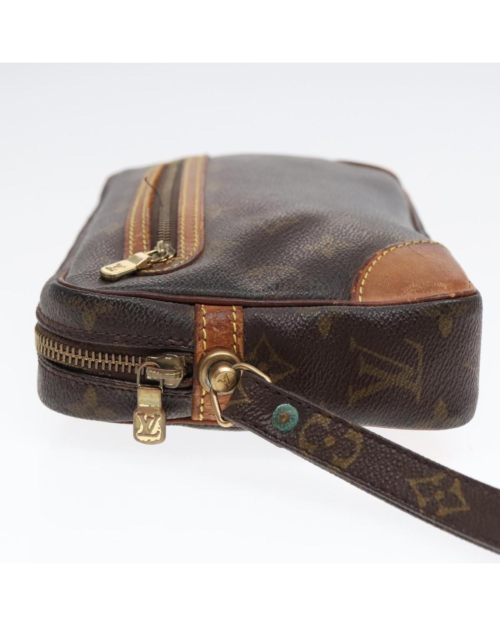 Monogram Canvas Clutch Bag with Surface Rubbing and Storage Smell