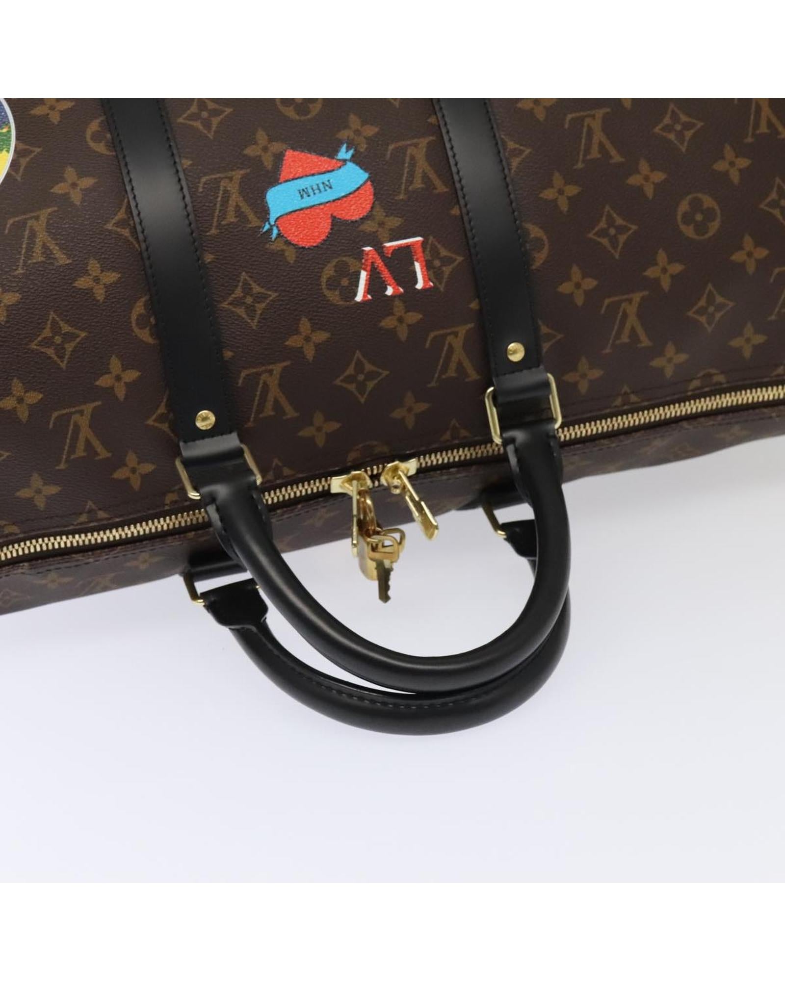 Monogram Canvas Keepall Bandouliere Bag with Dust Bag and Accessories