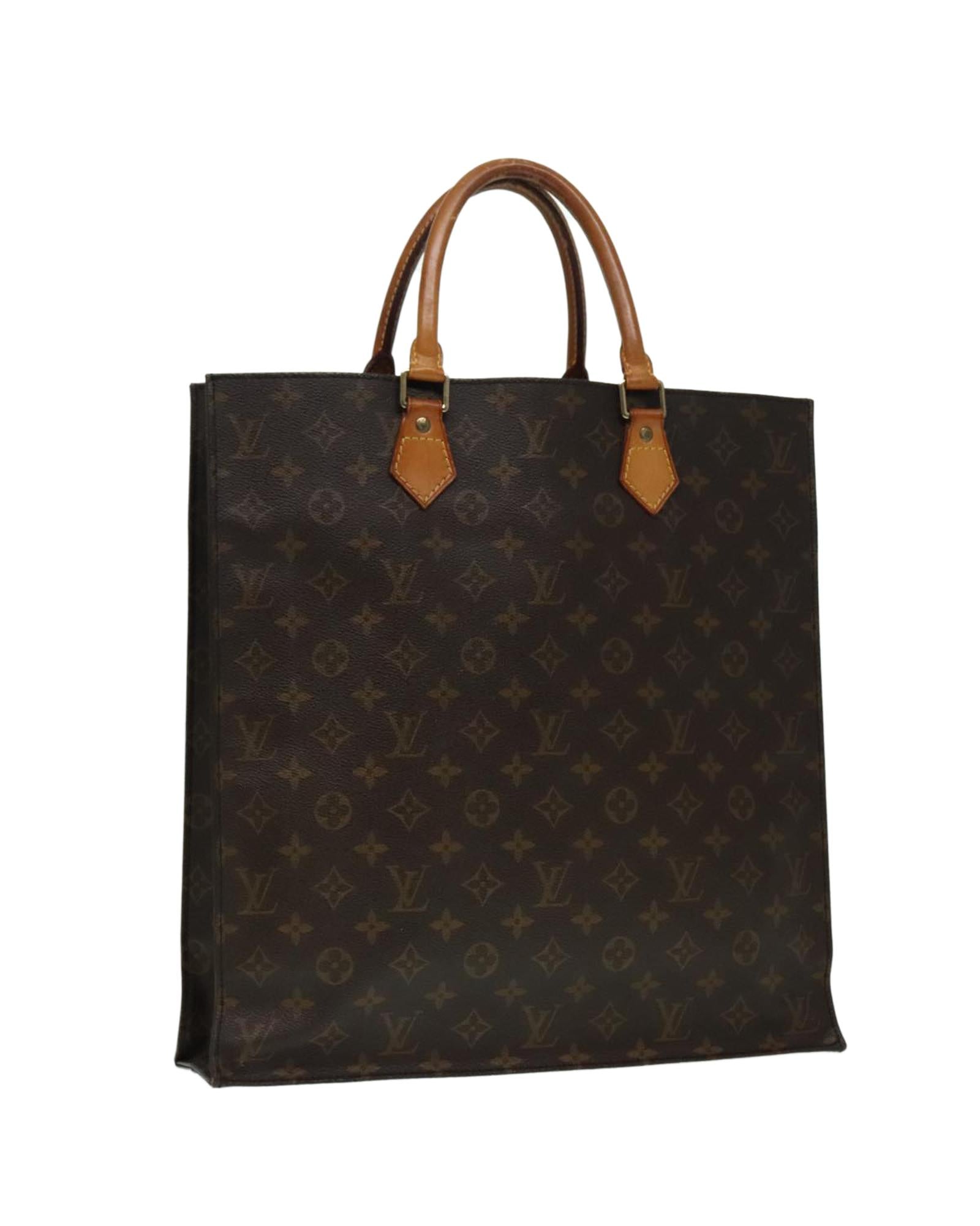 Monogram Canvas Sac Plat Handbag with Tobacco Scent and Wear