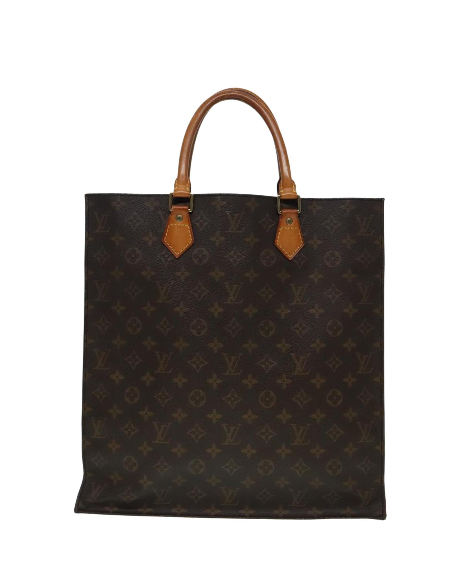 Monogram Canvas Sac Plat Handbag with Tobacco Scent and Wear