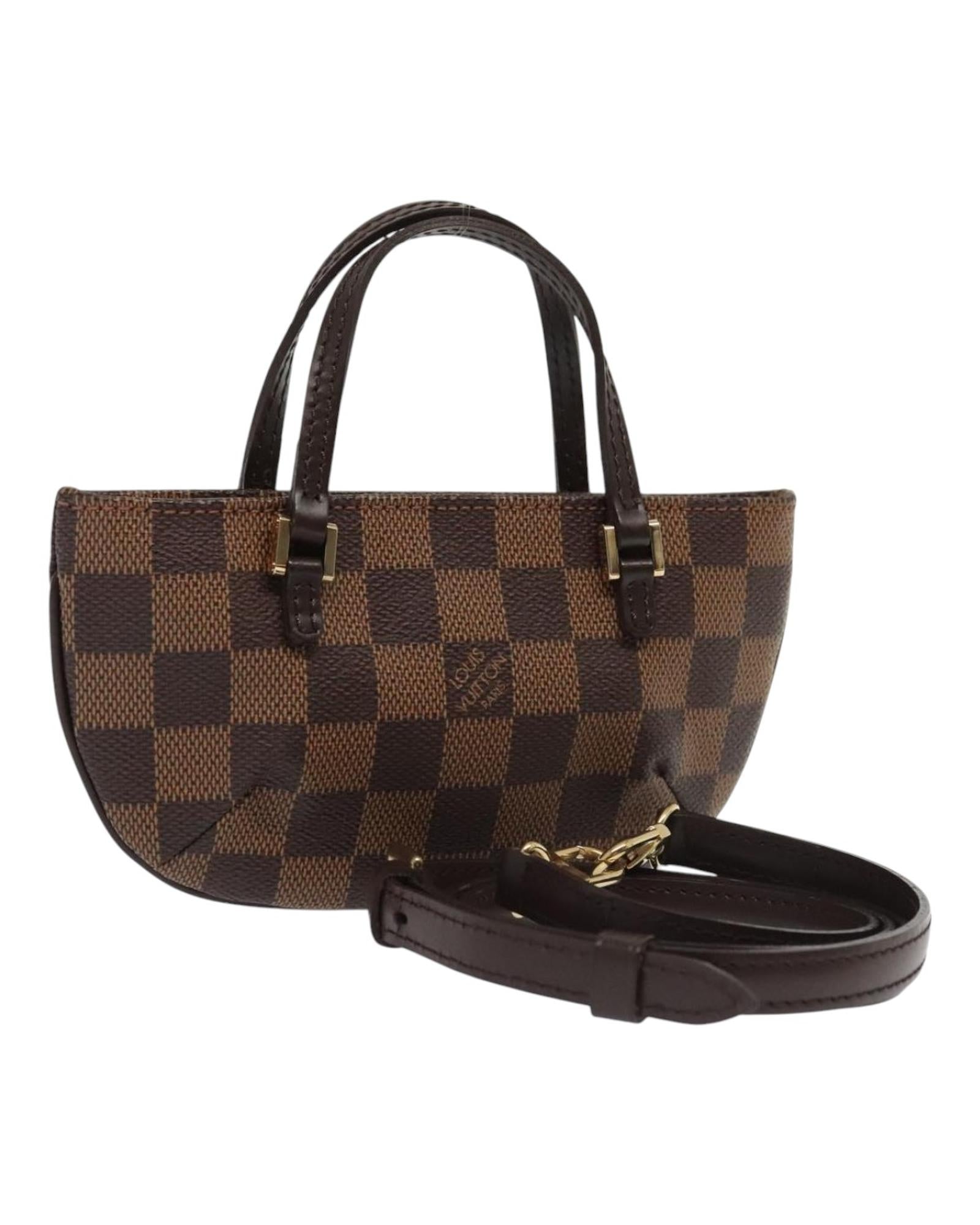 Damier Canvas Accessory Pouch with Dust Bag and Shoulder Strap