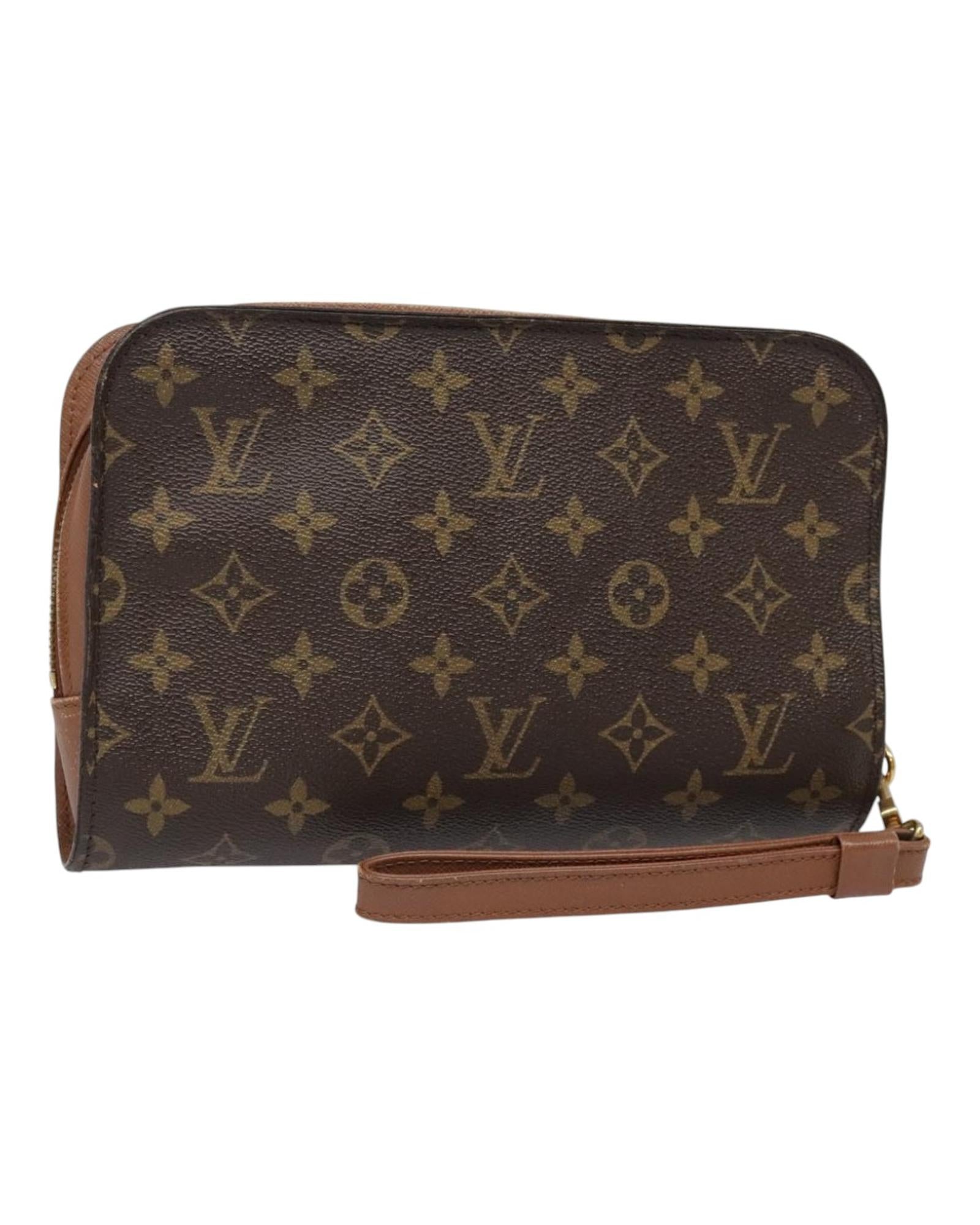 Monogram Canvas Clutch Bag with Multiple Compartments