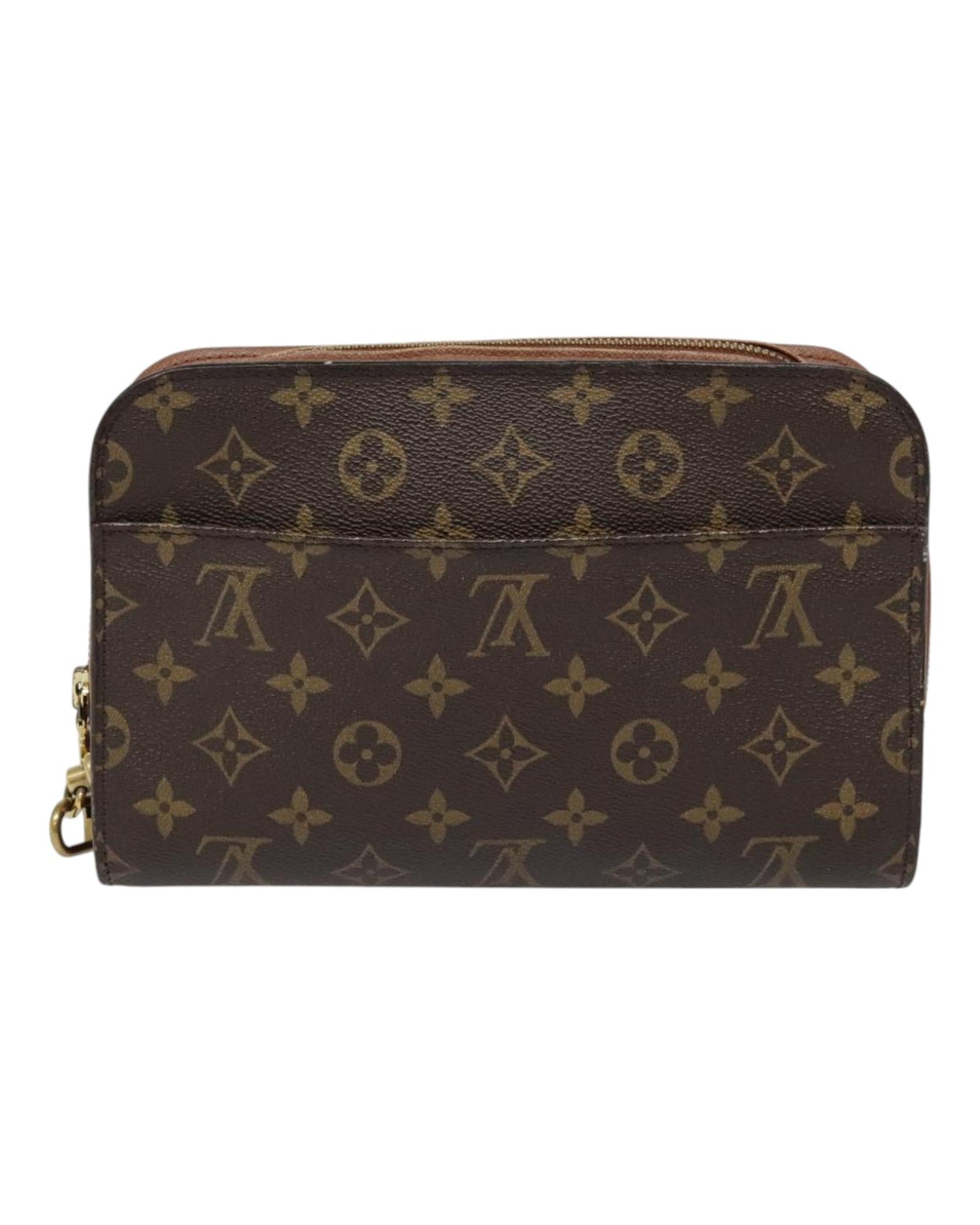 Monogram Canvas Clutch Bag with Multiple Compartments