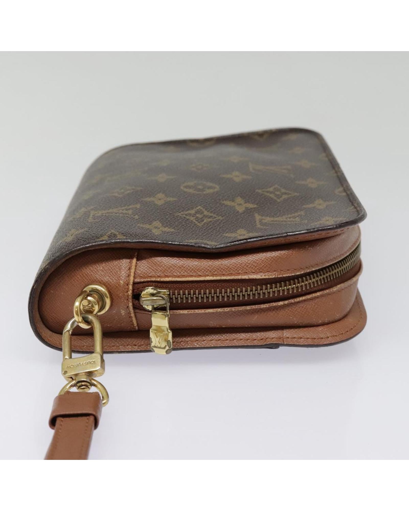 Monogram Canvas Clutch Bag with Multiple Compartments