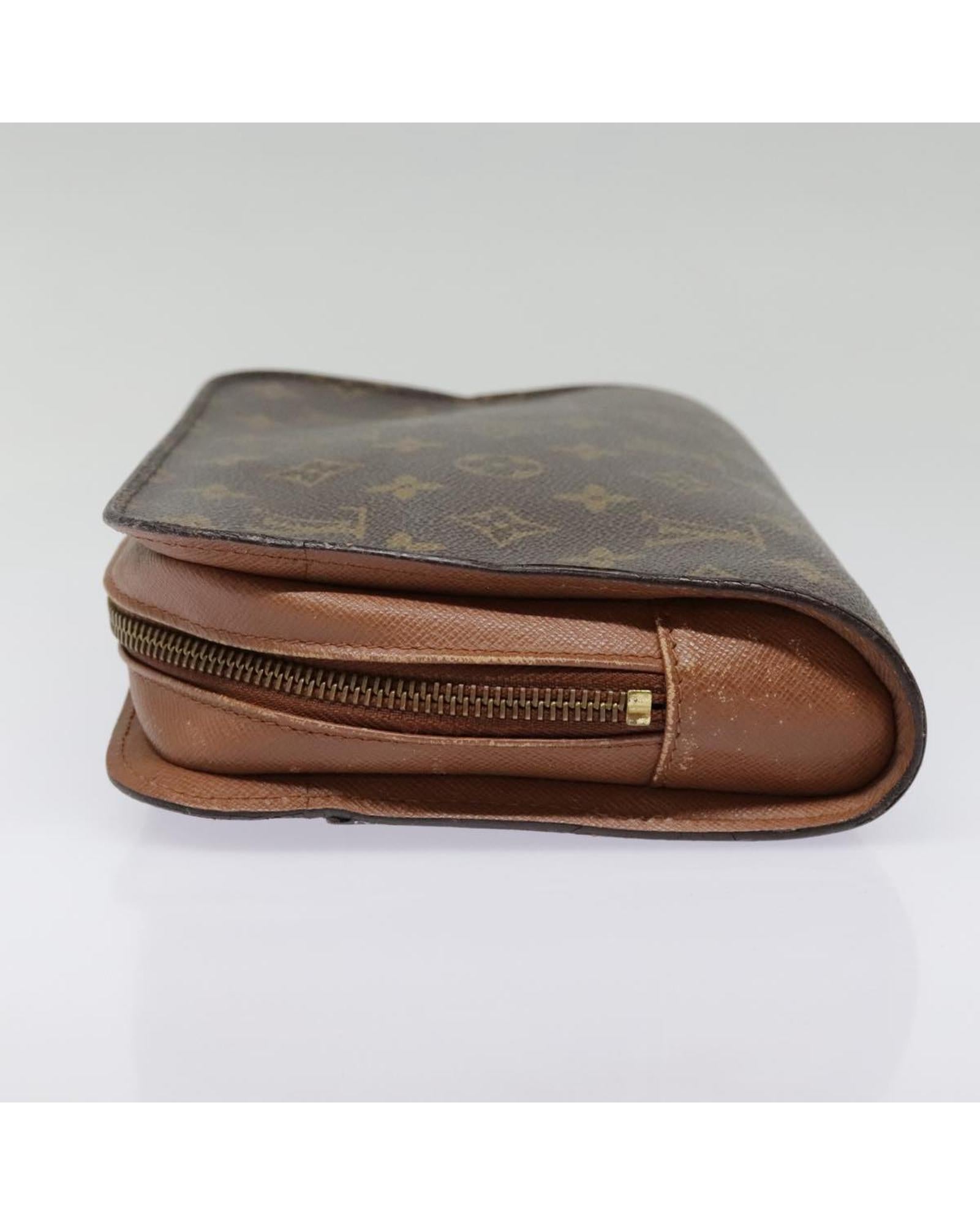 Monogram Canvas Clutch Bag with Multiple Compartments