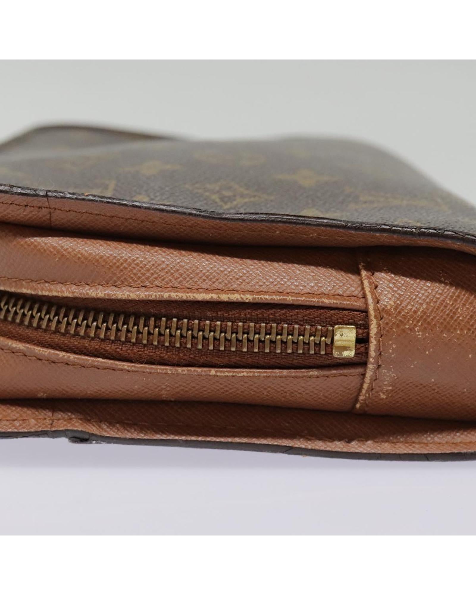Monogram Canvas Clutch Bag with Multiple Compartments