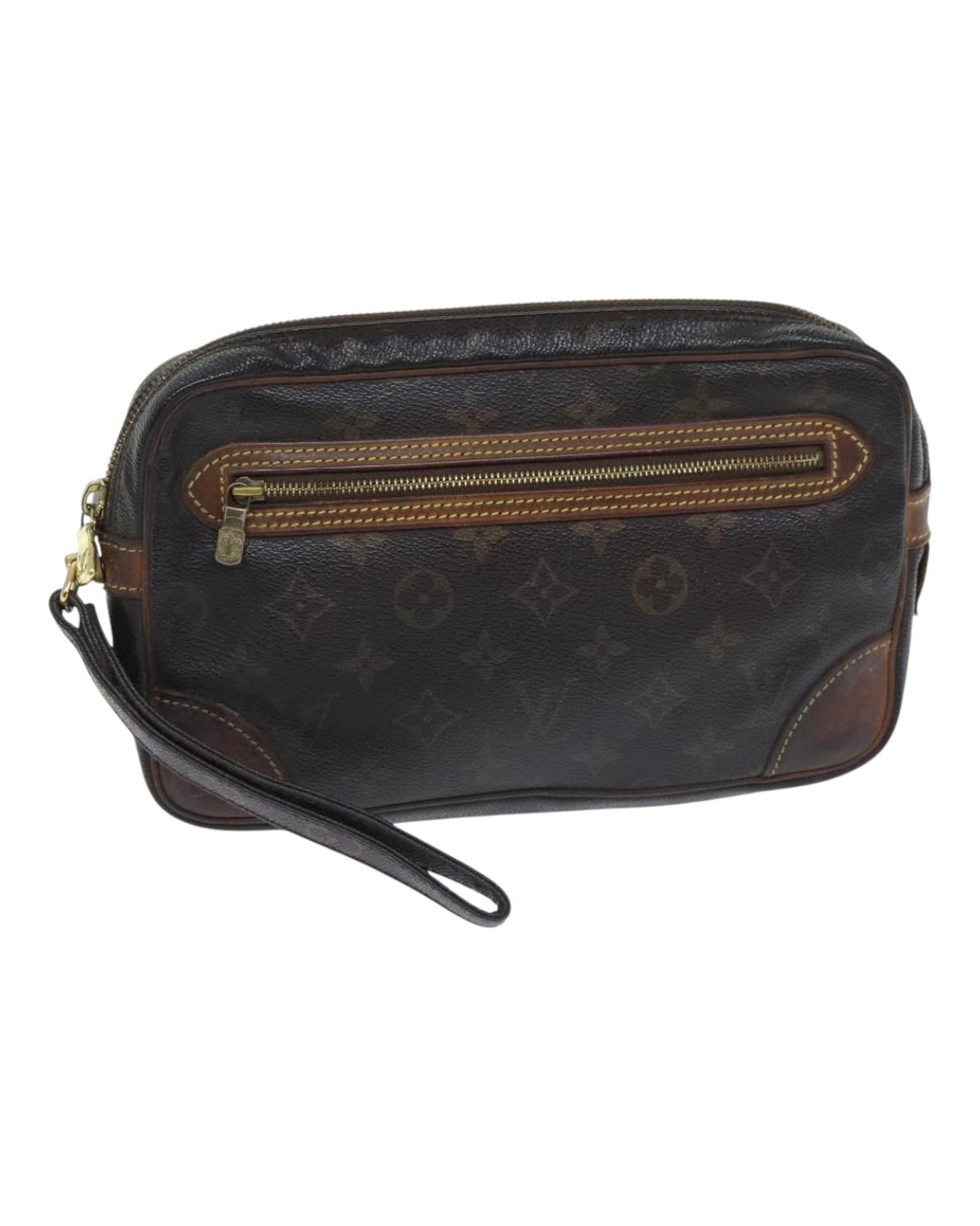 Monogram Canvas Clutch Bag with Wrist Strap