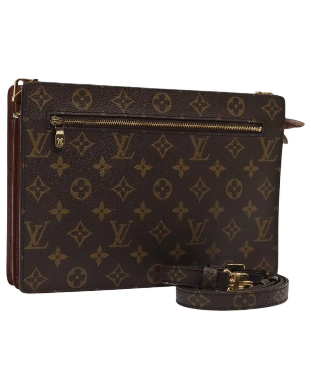 Monogram Canvas Shoulder Bag with Zippered Pocket