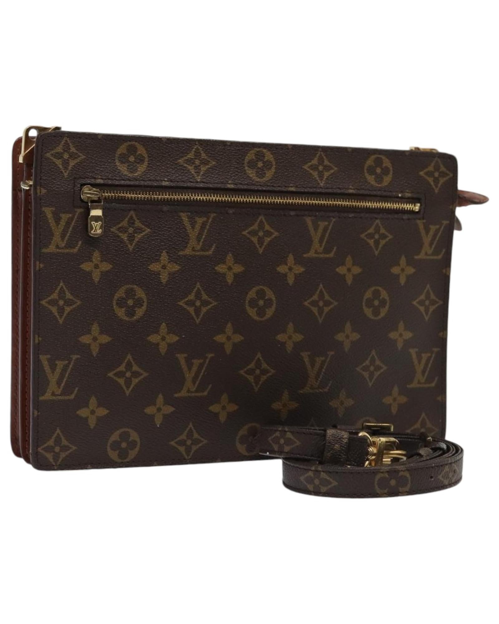 Monogram Canvas Shoulder Bag with Zippered Pocket