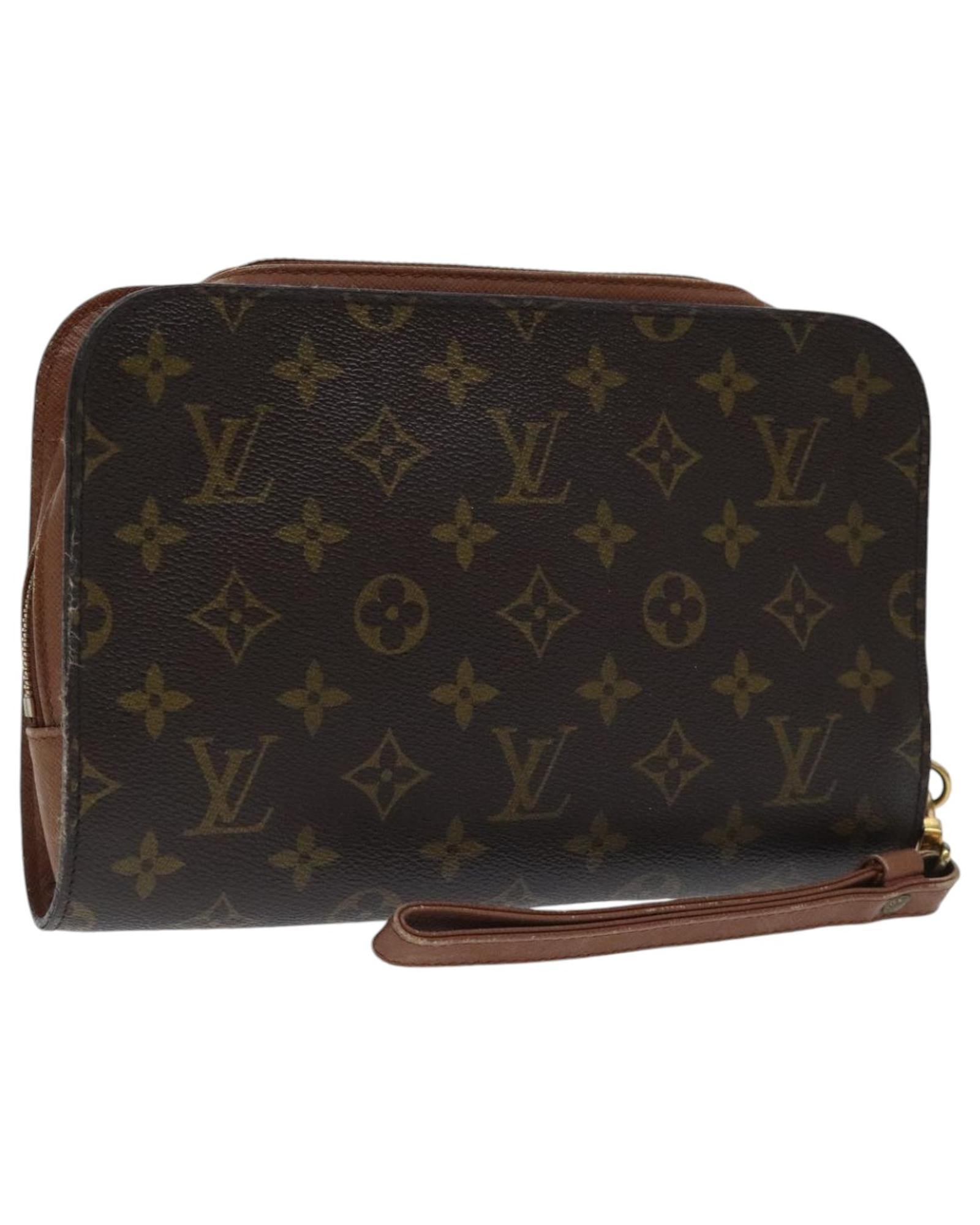 Monogram Canvas Clutch Bag with Zipper Closure