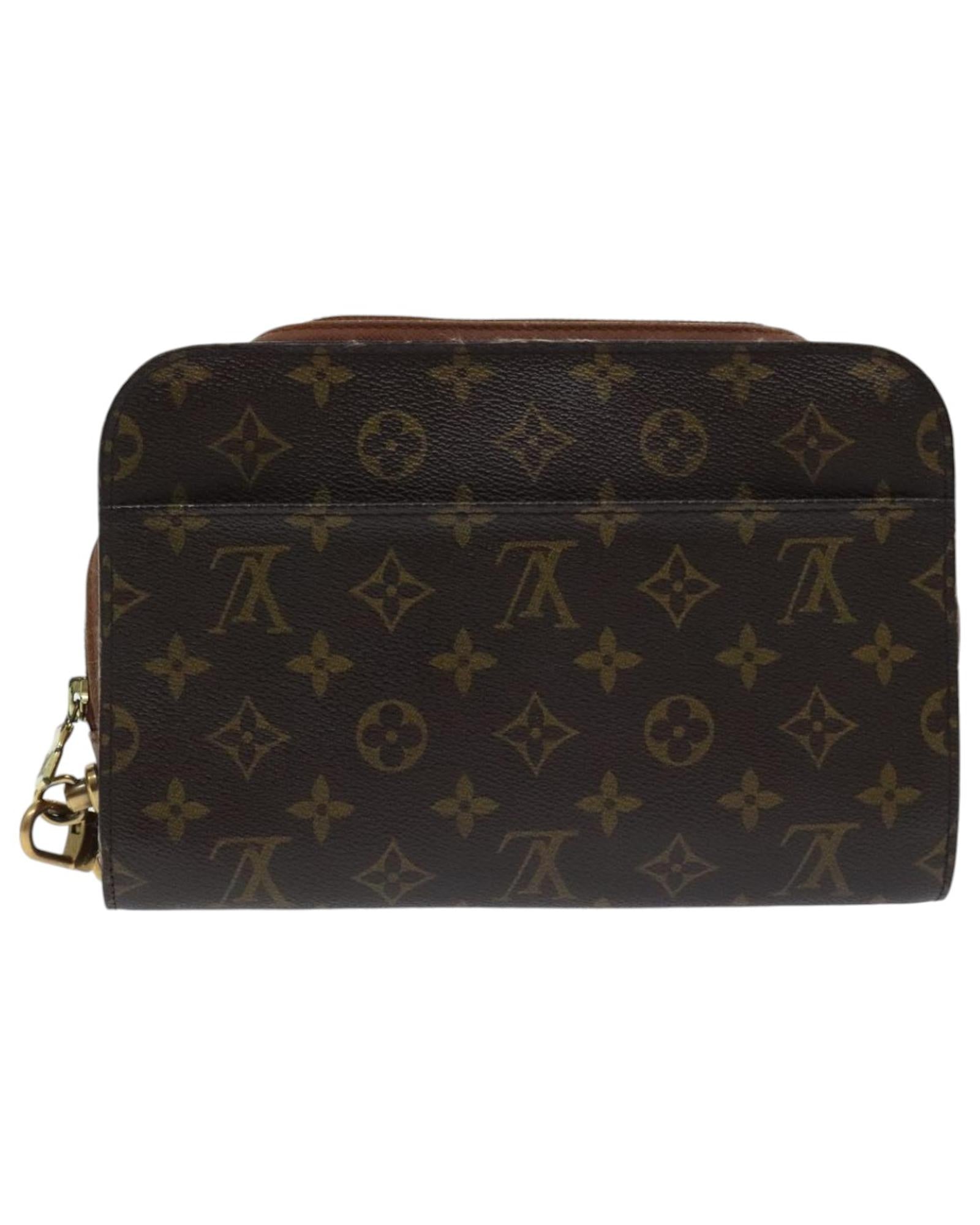 Monogram Canvas Clutch Bag with Zipper Closure