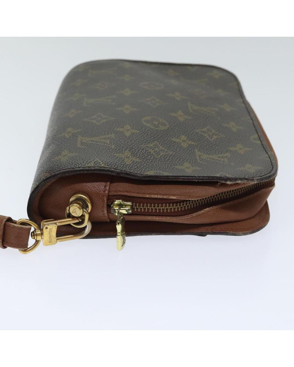 Monogram Canvas Clutch Bag with Zipper Closure