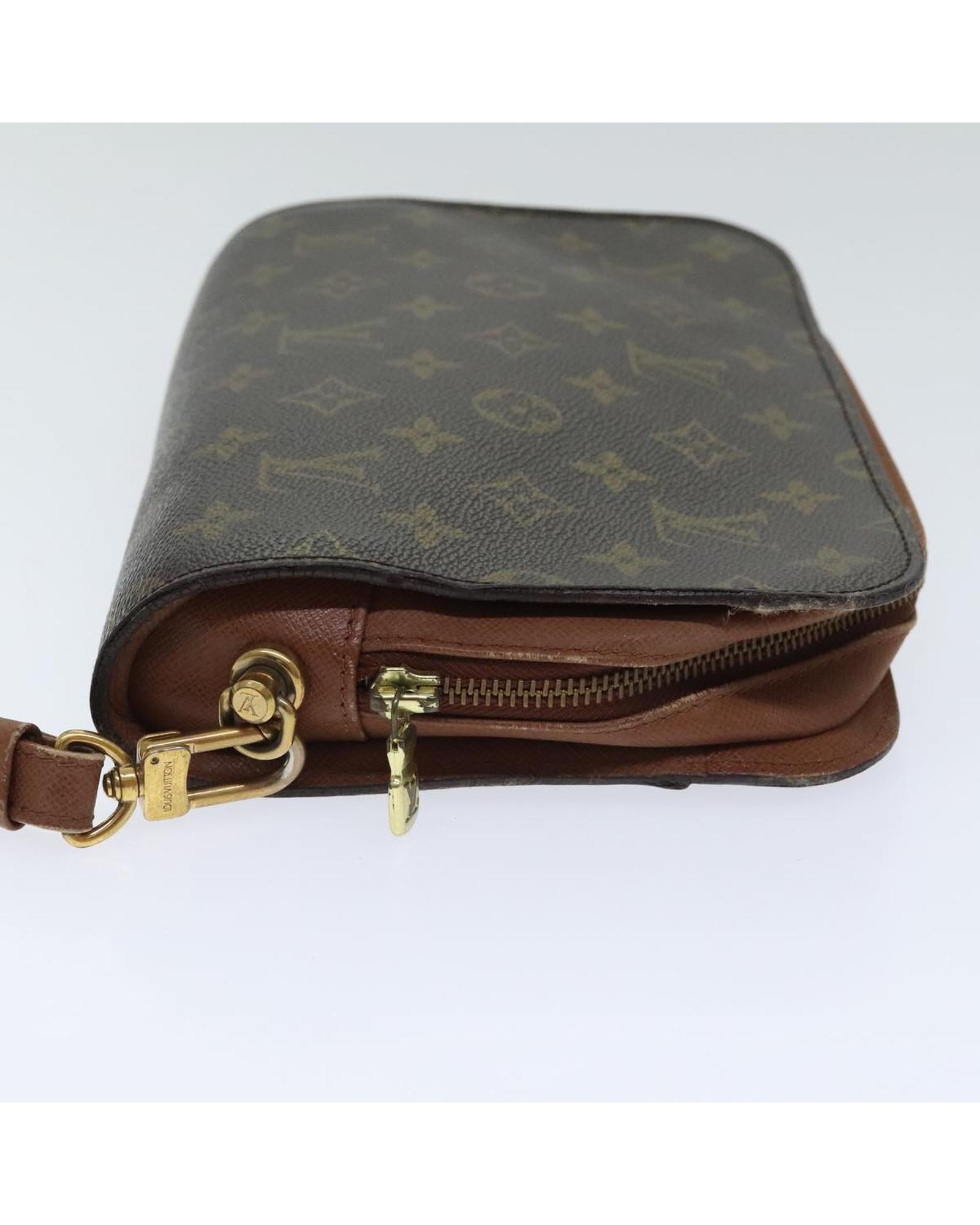 Monogram Canvas Clutch Bag with Zipper Closure