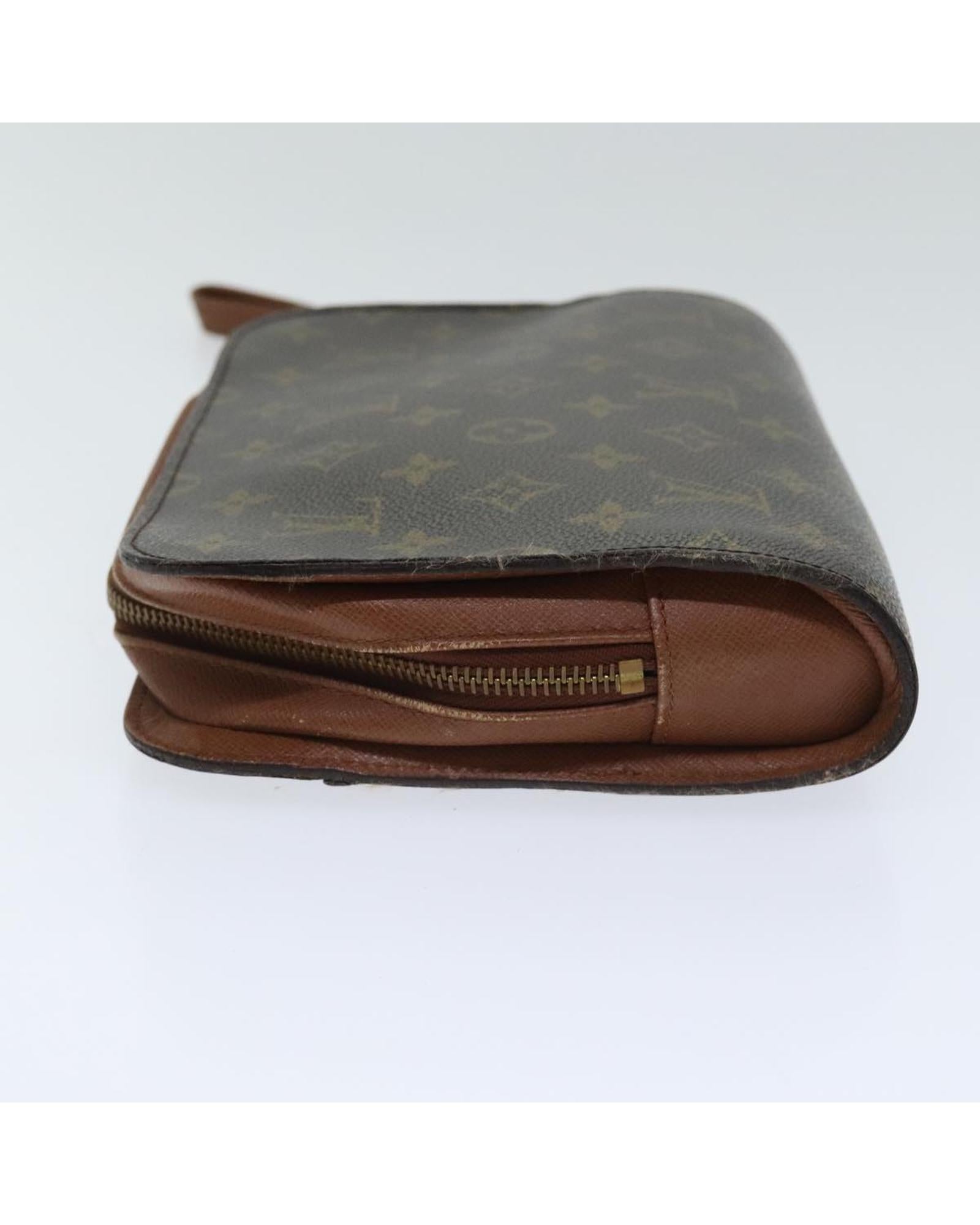 Monogram Canvas Clutch Bag with Zipper Closure