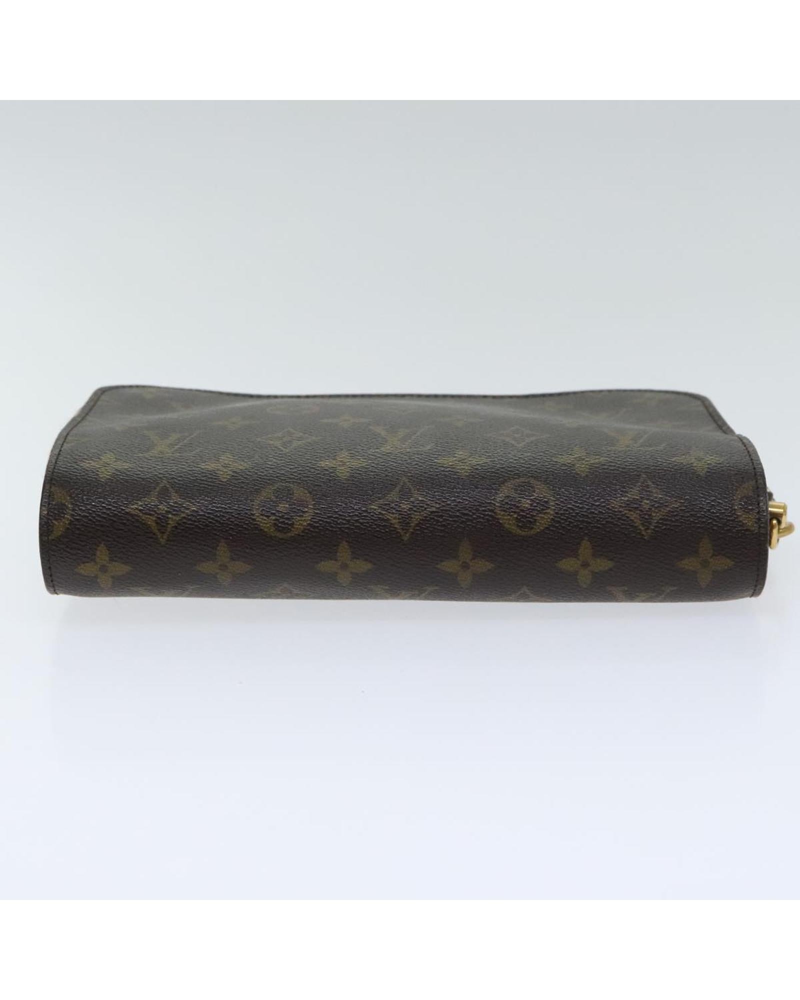 Monogram Canvas Clutch Bag with Zipper Closure