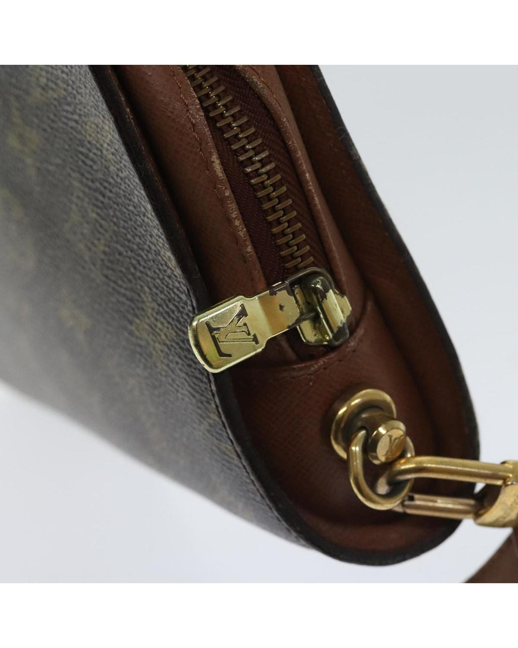 Monogram Canvas Clutch Bag with Zipper Closure
