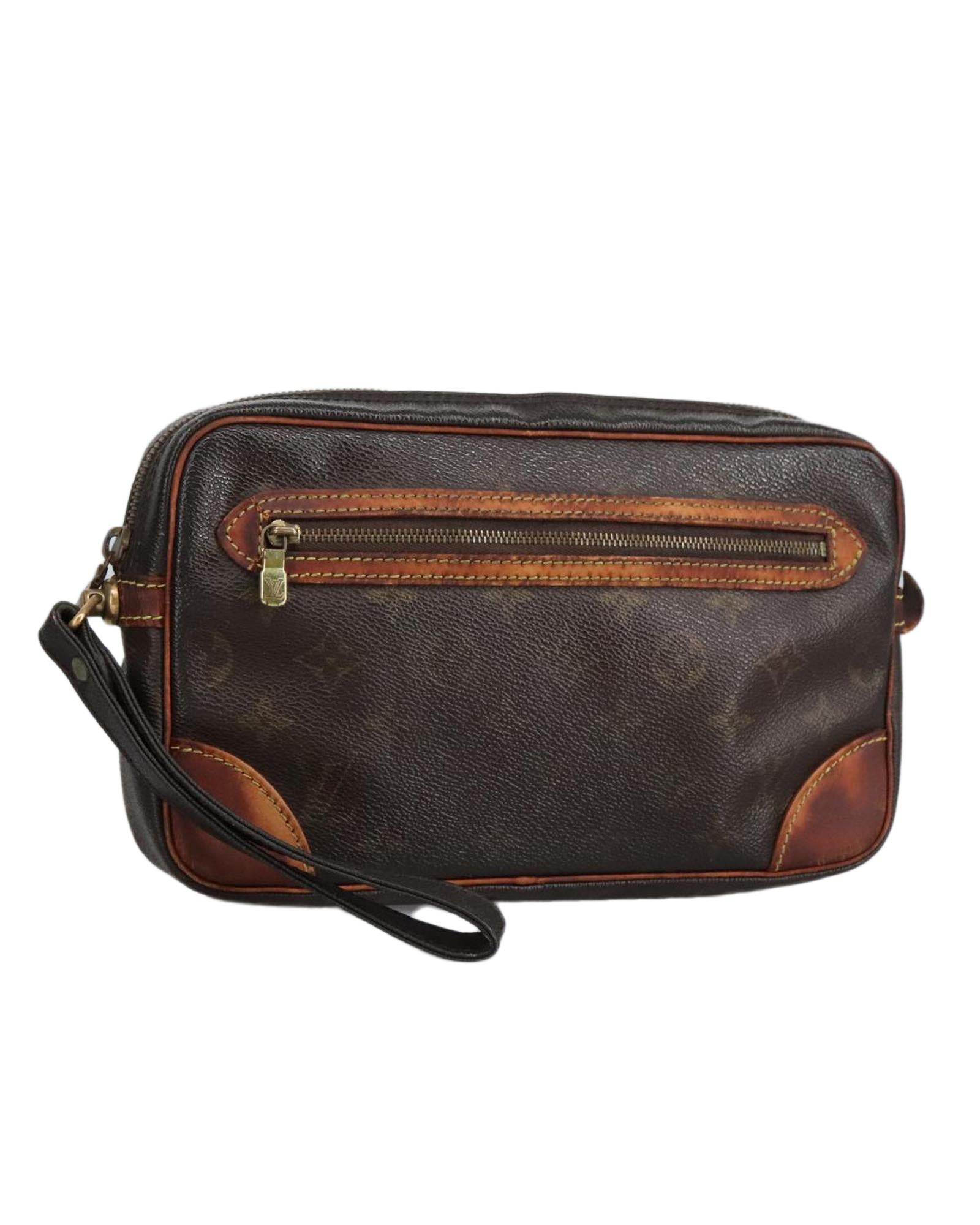Monogram Canvas Clutch Bag with  Detailing