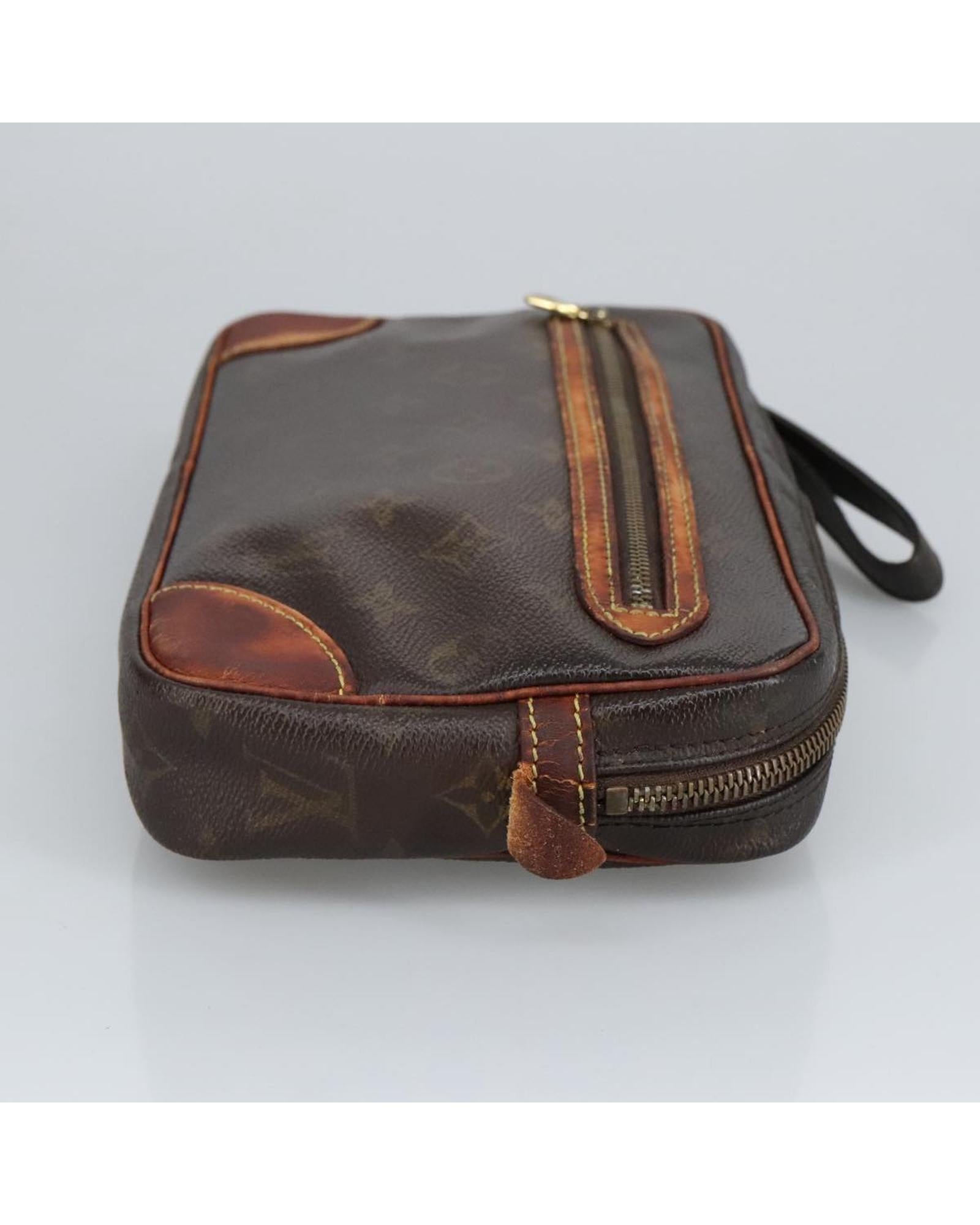 Monogram Canvas Clutch Bag with  Detailing