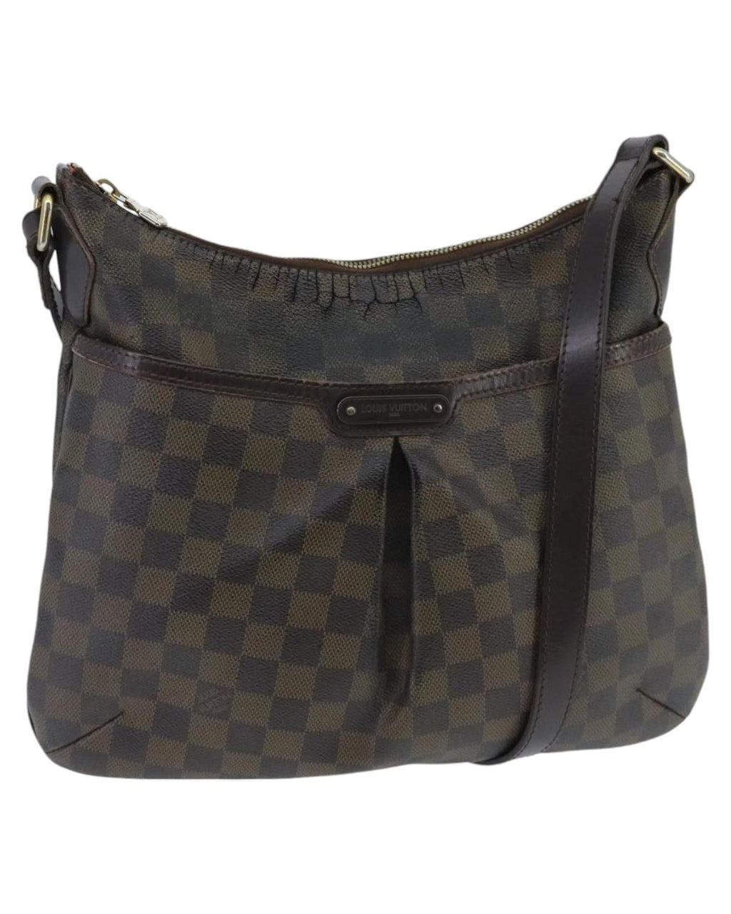 Damier Ebene Canvas Shoulder Bag with Adjustable Strap and Classic Design