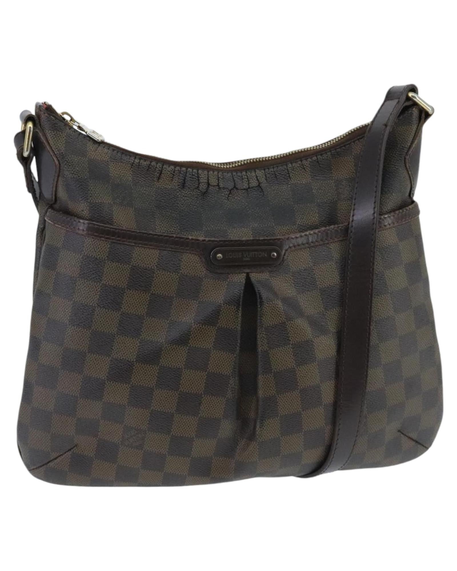 Damier Ebene Canvas Shoulder Bag with Adjustable Strap and Classic Design