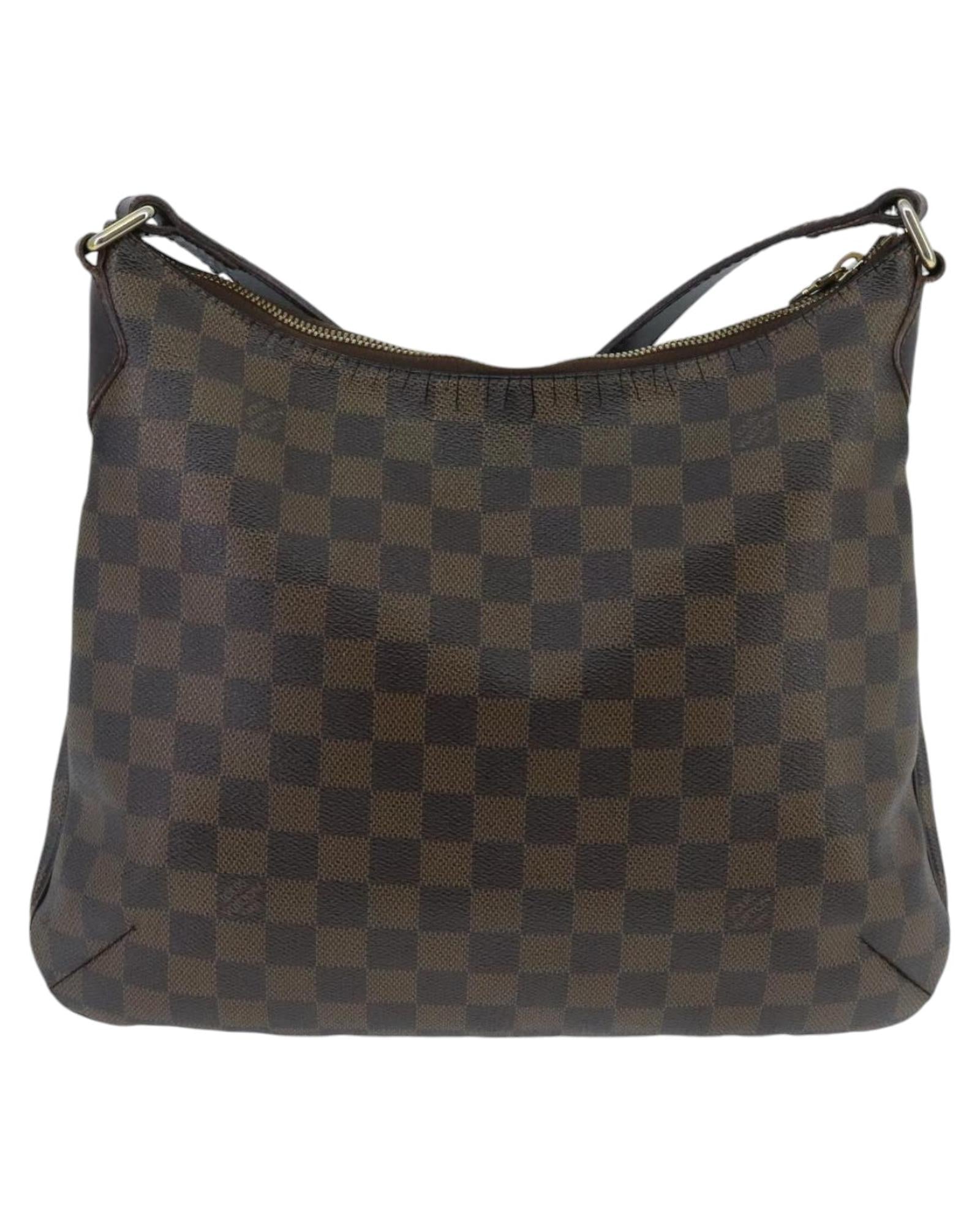 Damier Ebene Canvas Shoulder Bag with Adjustable Strap and Classic Design