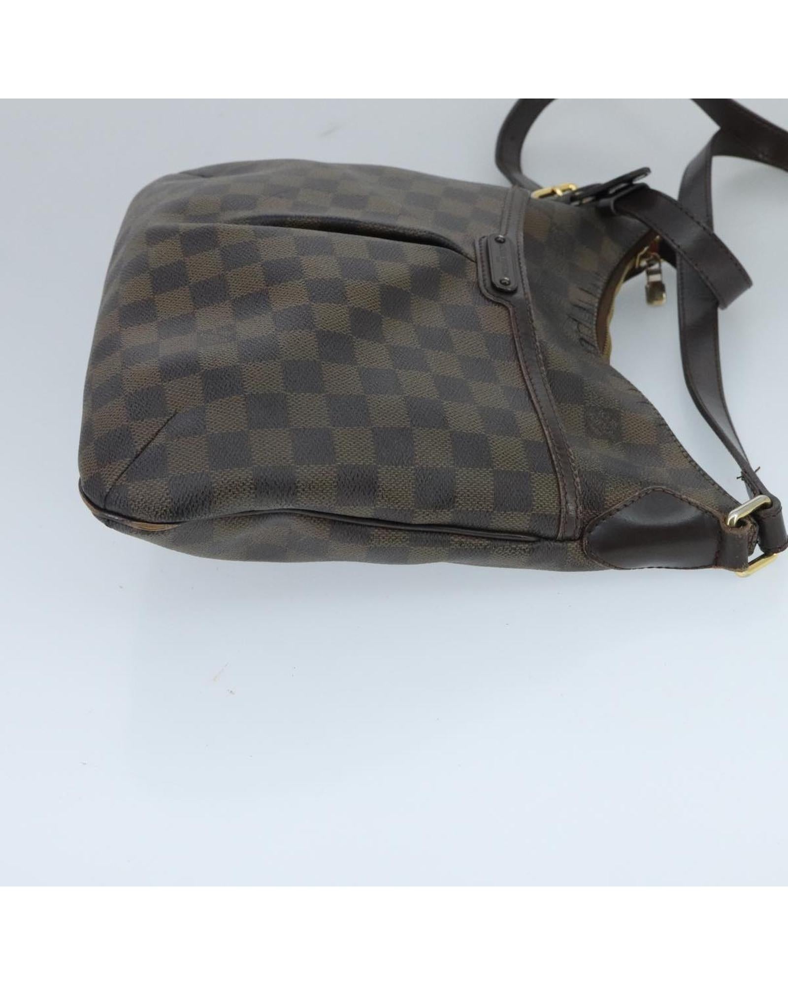 Damier Ebene Canvas Shoulder Bag with Adjustable Strap and Classic Design