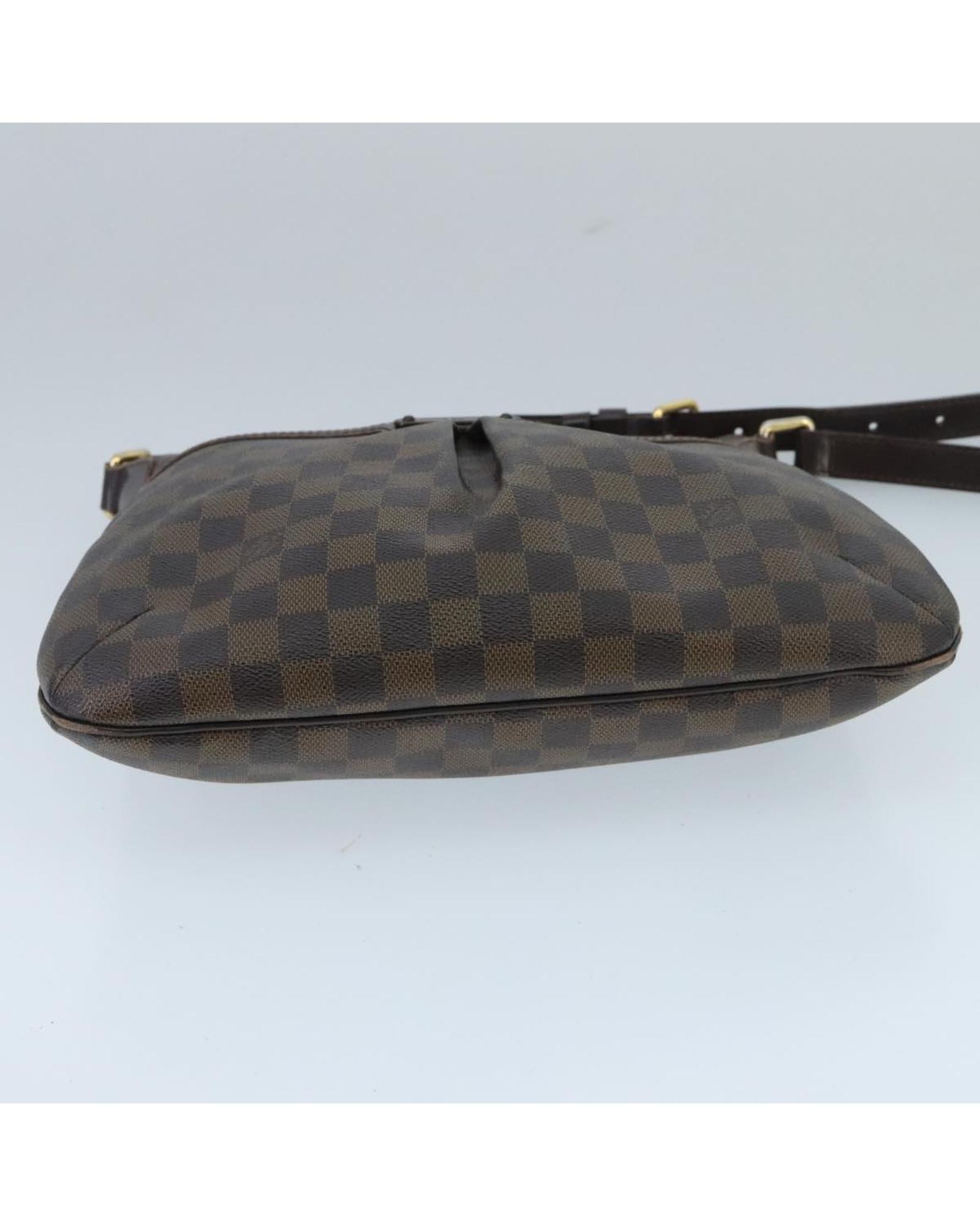 Damier Ebene Canvas Shoulder Bag with Adjustable Strap and Classic Design