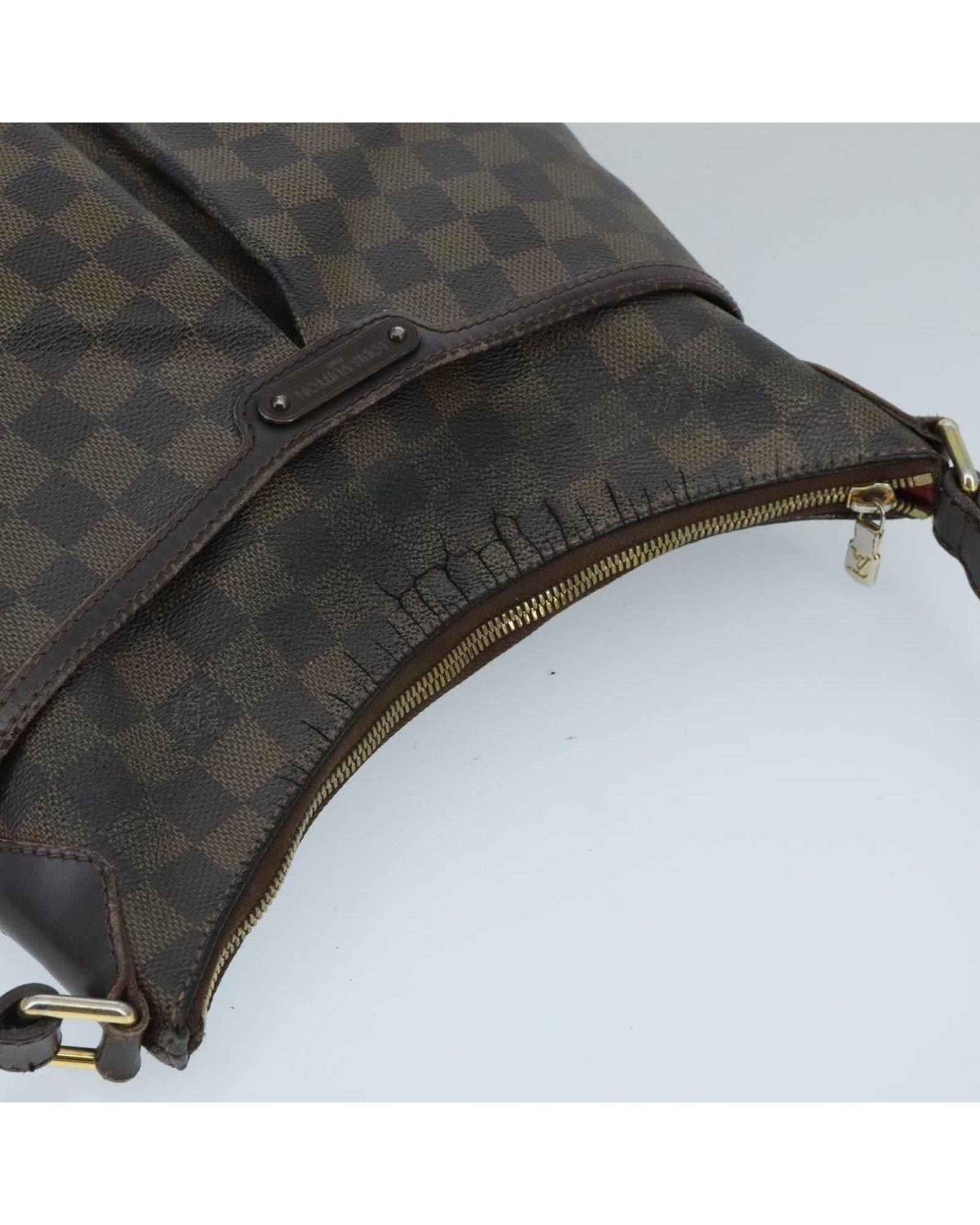 Damier Ebene Canvas Shoulder Bag with Adjustable Strap and Classic Design