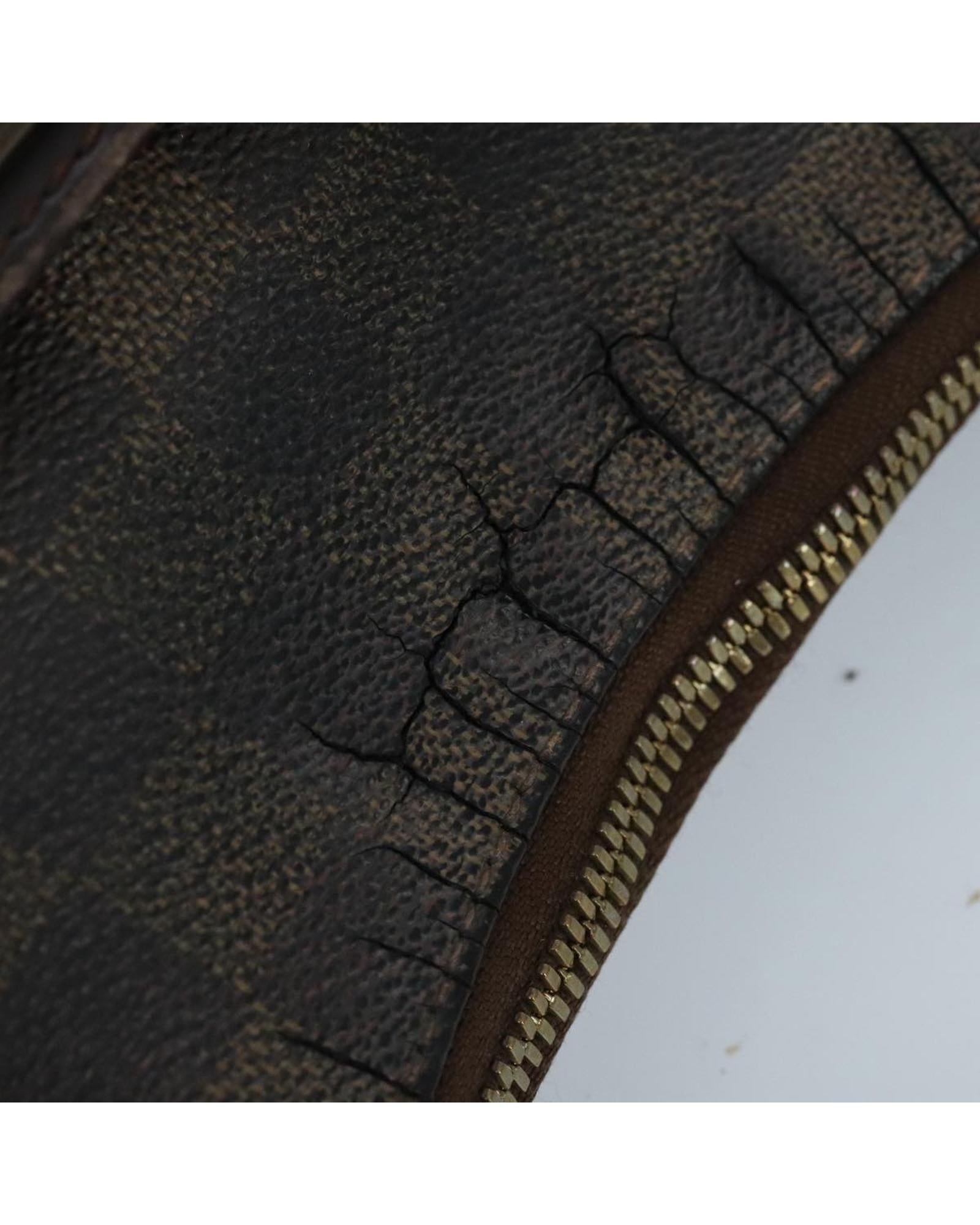 Damier Ebene Canvas Shoulder Bag with Adjustable Strap and Classic Design