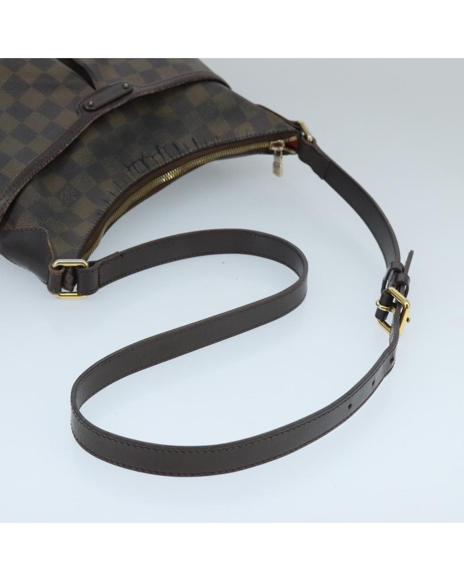 Damier Ebene Canvas Shoulder Bag with Adjustable Strap and Classic Design