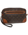 Monogram Canvas Vintage Clutch Bag with Surface Rubbing and Scratches