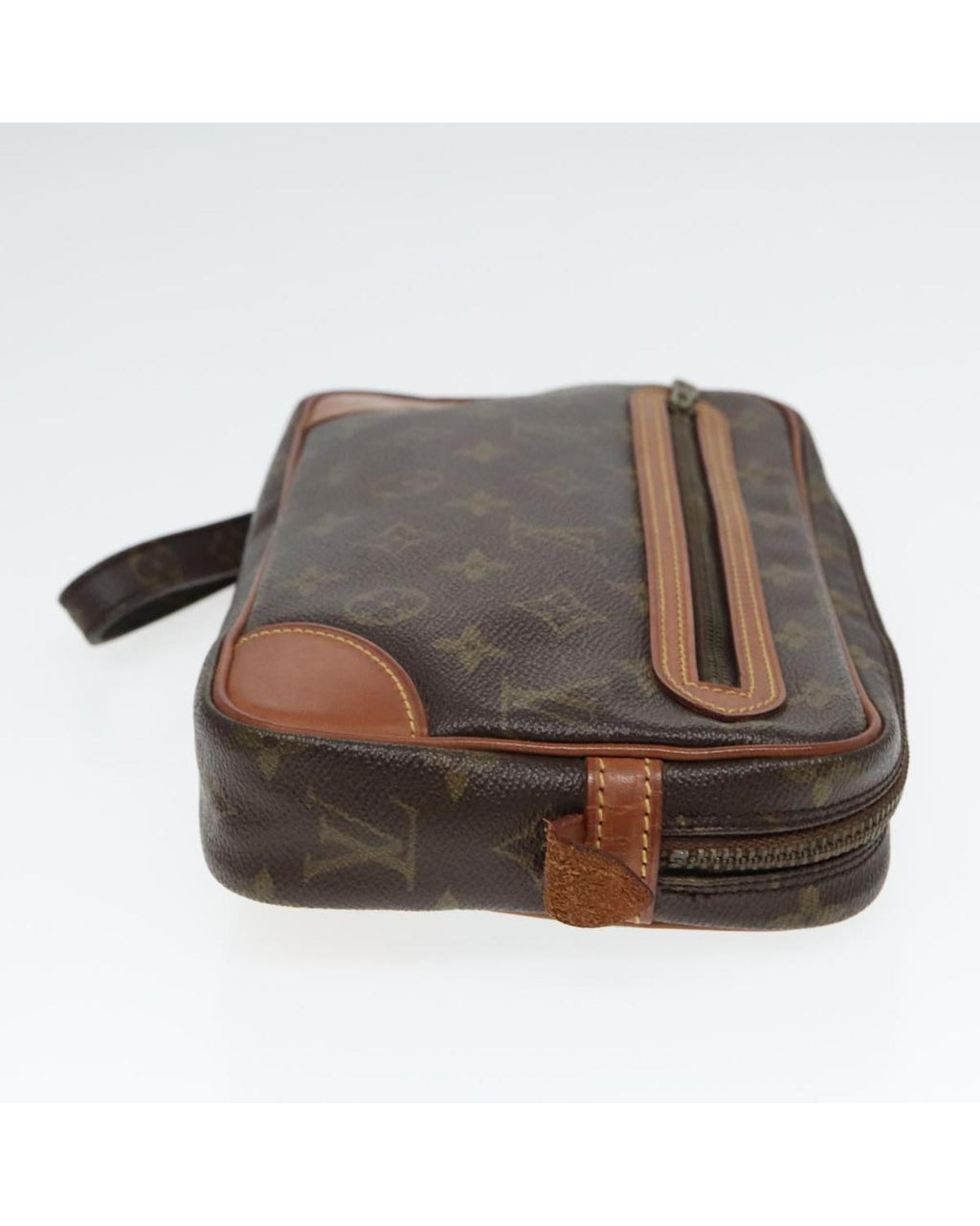 Monogram Canvas Vintage Clutch Bag with Surface Rubbing and Scratches