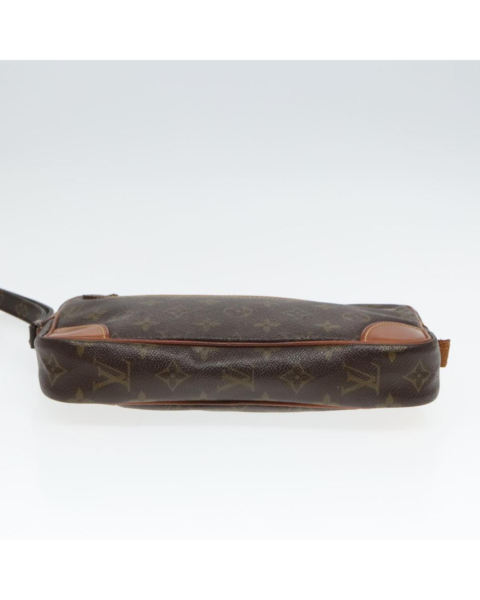 Monogram Canvas Vintage Clutch Bag with Surface Rubbing and Scratches