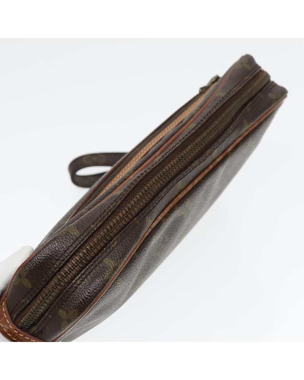 Monogram Canvas Vintage Clutch Bag with Surface Rubbing and Scratches