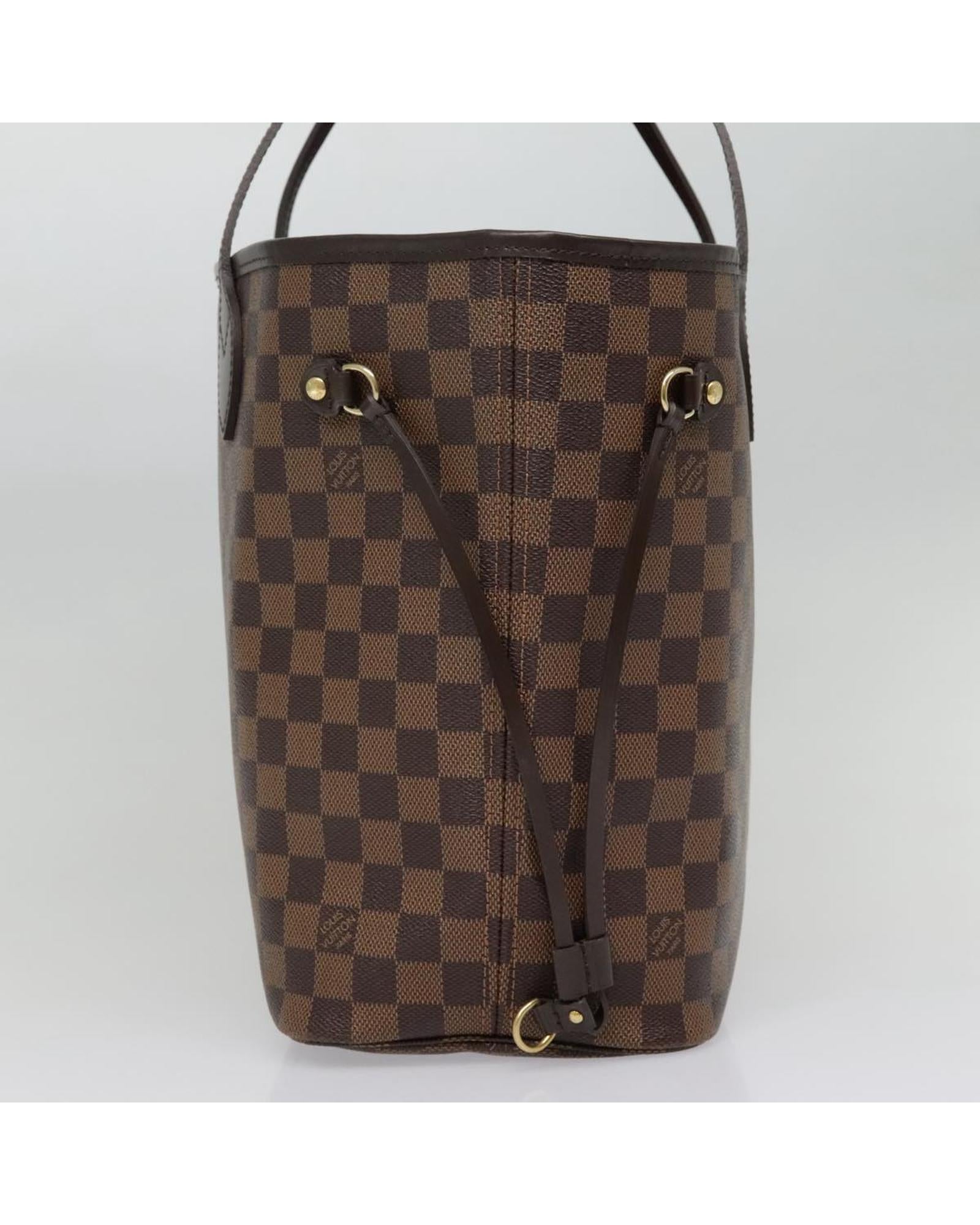 Damier Ebene Canvas Neverfull Tote Bag with Dust Bag and Pouch