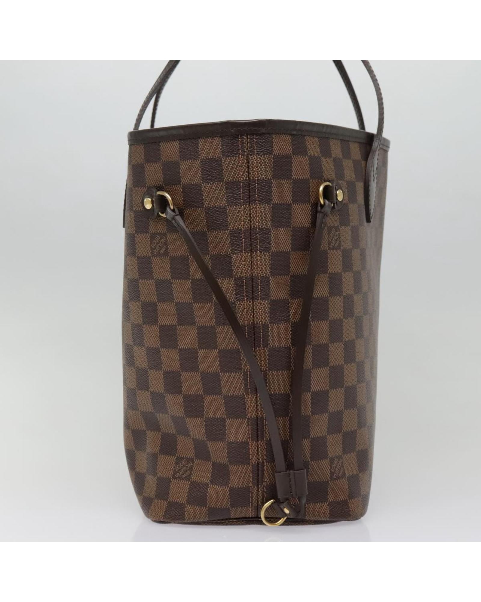 Damier Ebene Canvas Neverfull Tote Bag with Dust Bag and Pouch