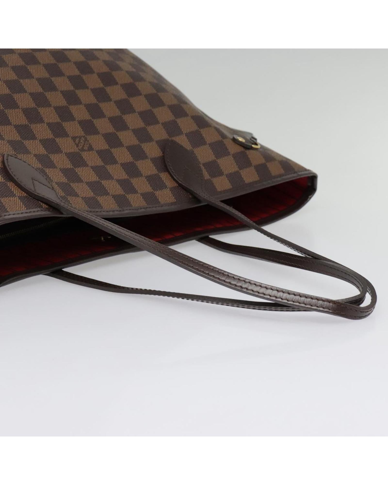 Damier Ebene Canvas Neverfull Tote Bag with Dust Bag and Pouch