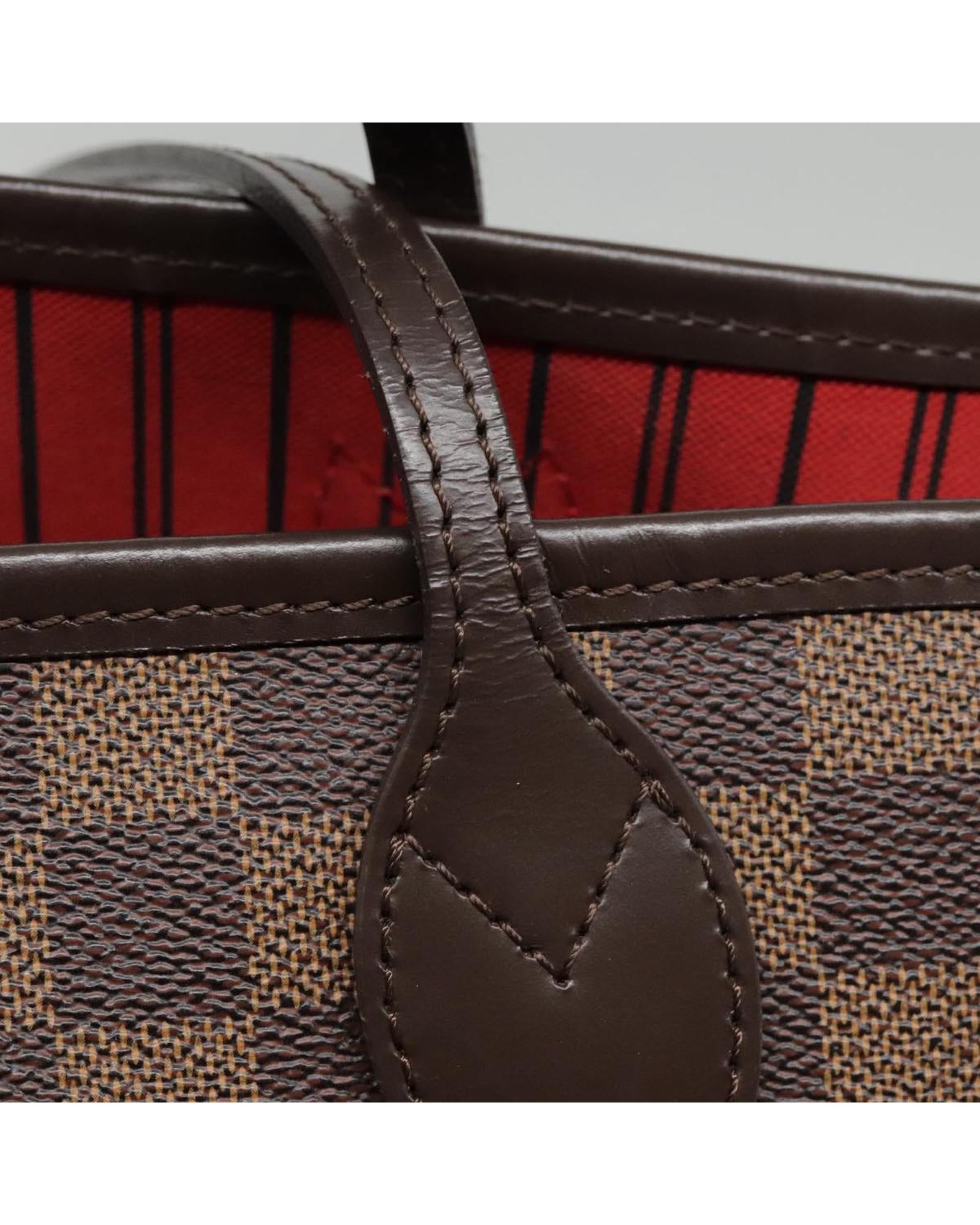 Damier Ebene Canvas Neverfull Tote Bag with Dust Bag and Pouch