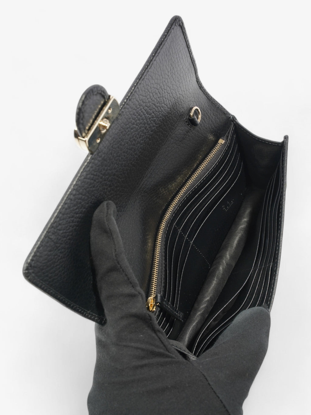 Gucci Interlocking G Chain Wallet Black Leather
