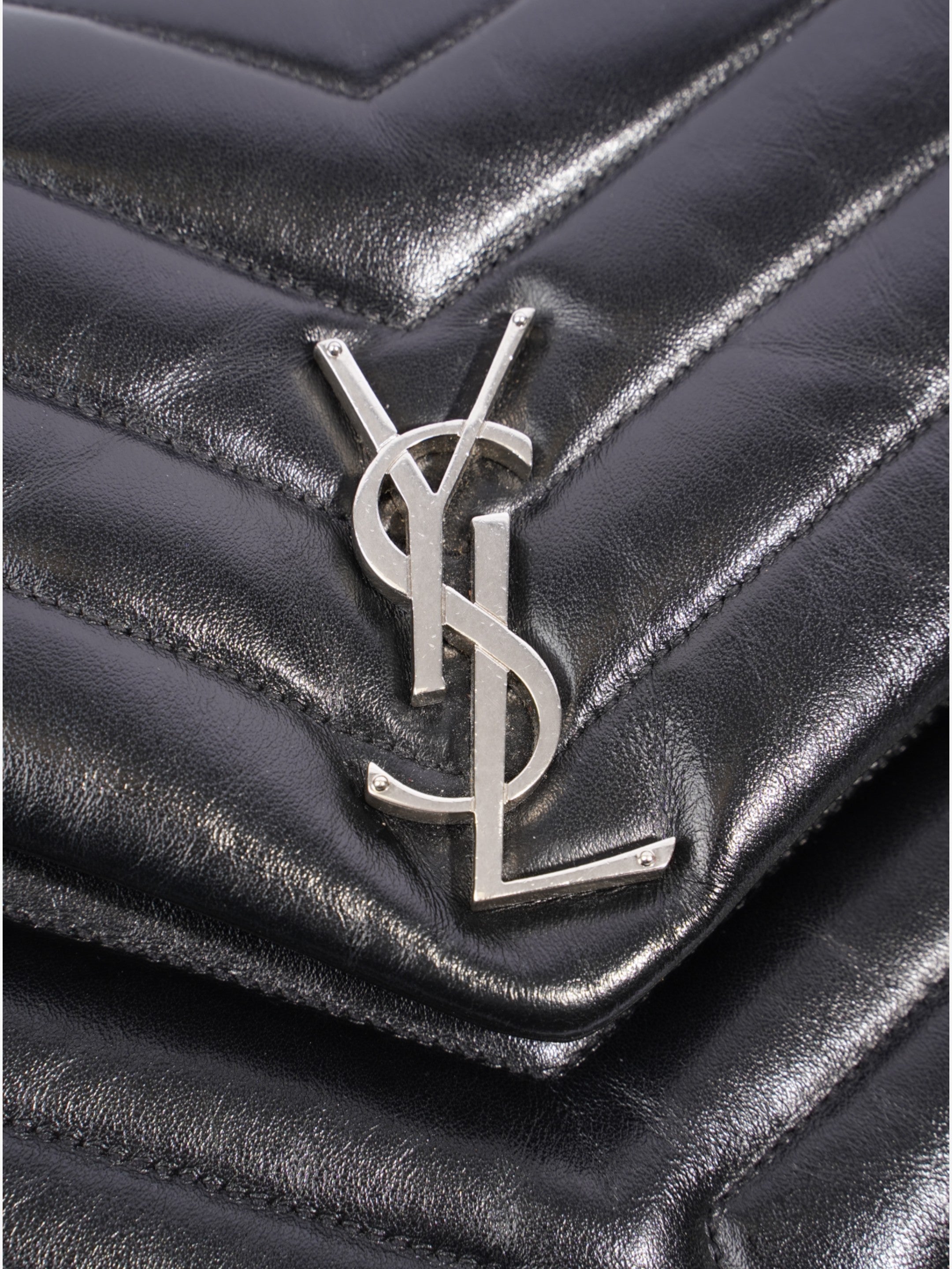 Saint Laurent Lou Lou Puffer Black Matelasse Leather Medium