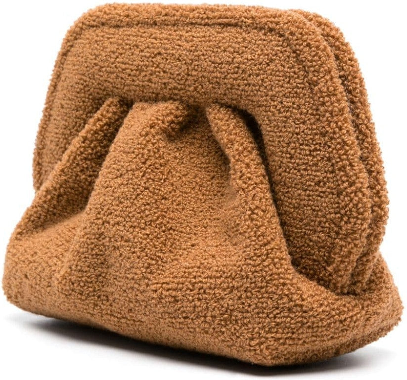 GEA SPONGE CLUTCH BAG - BROWN