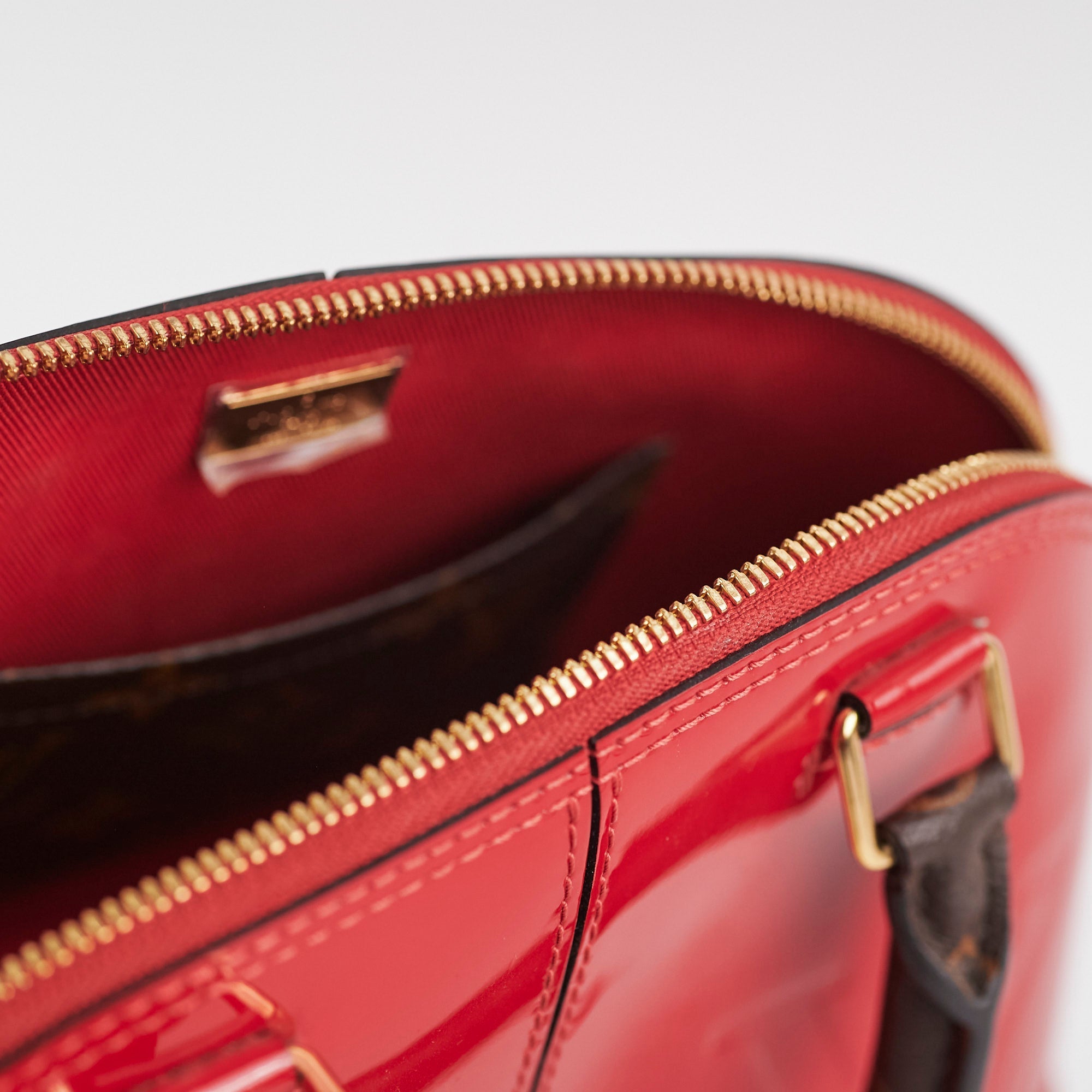 Louis Vuitton Alma BB Vernis Lisse Patent Red