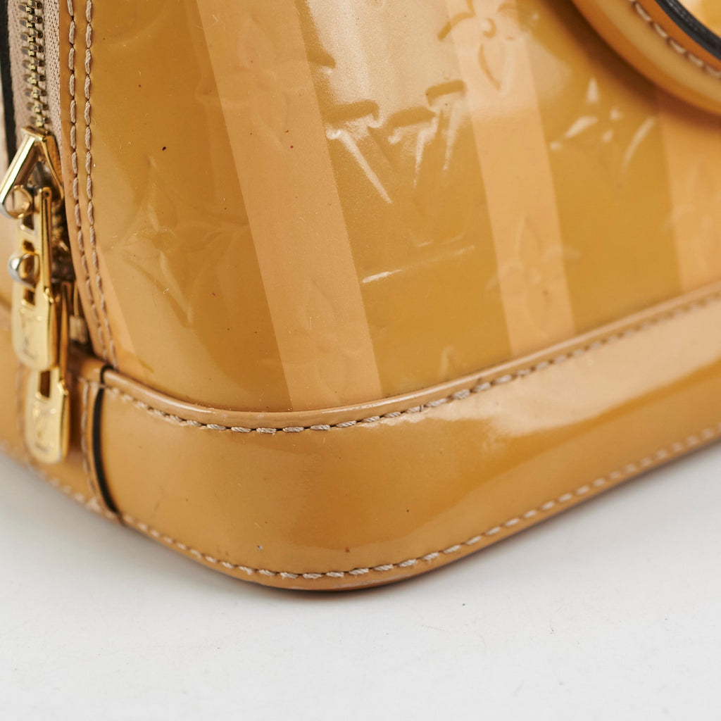 Louis Vuitton Alma BB Patent Stripe Yellow